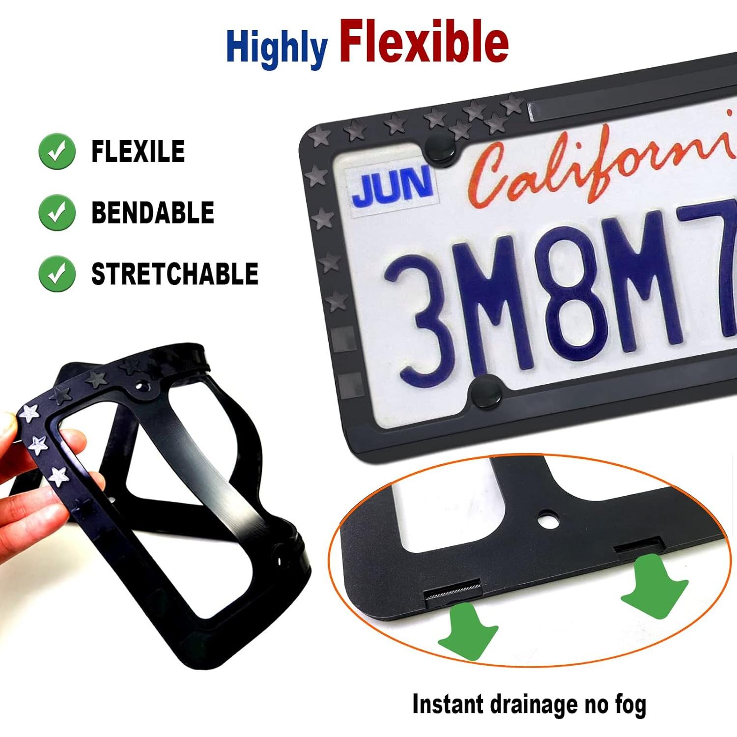 Marcos de Placas de Licencia BGMVFK con Bandera Americana - 2 Piezas