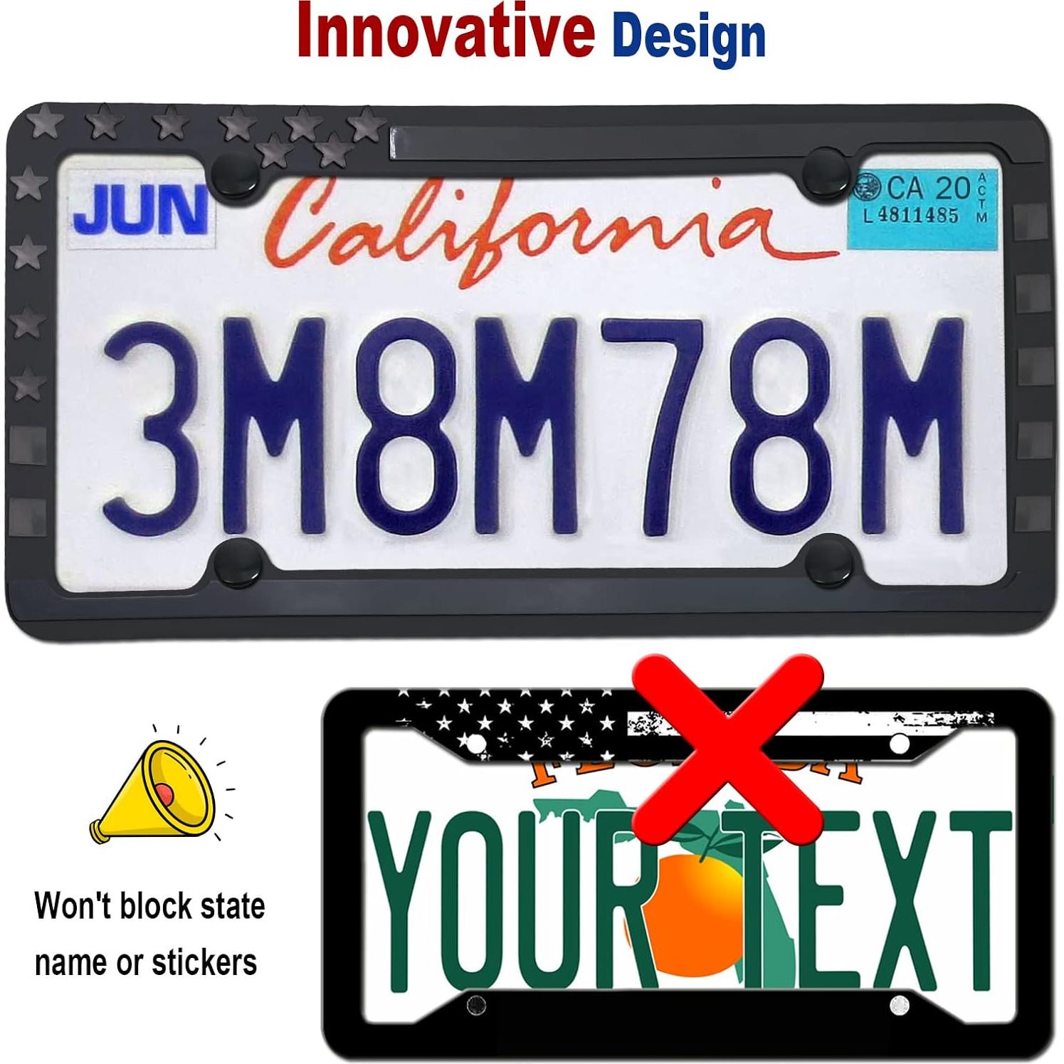 Marcos de Placas de Licencia BGMVFK con Bandera Americana - 2 Piezas