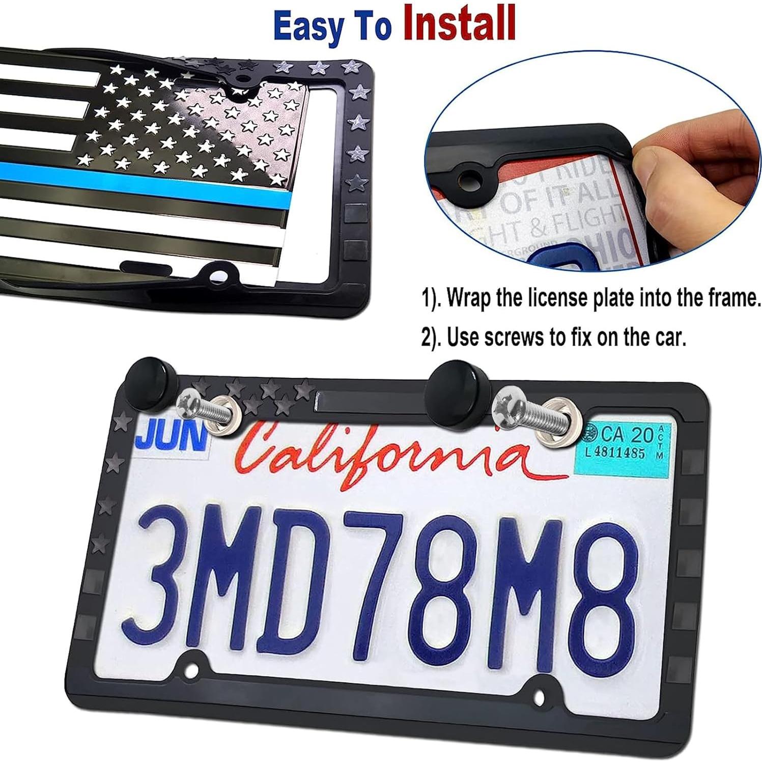 Marcos de Placas de Licencia BGMVFK con Bandera Americana - 2 Piezas