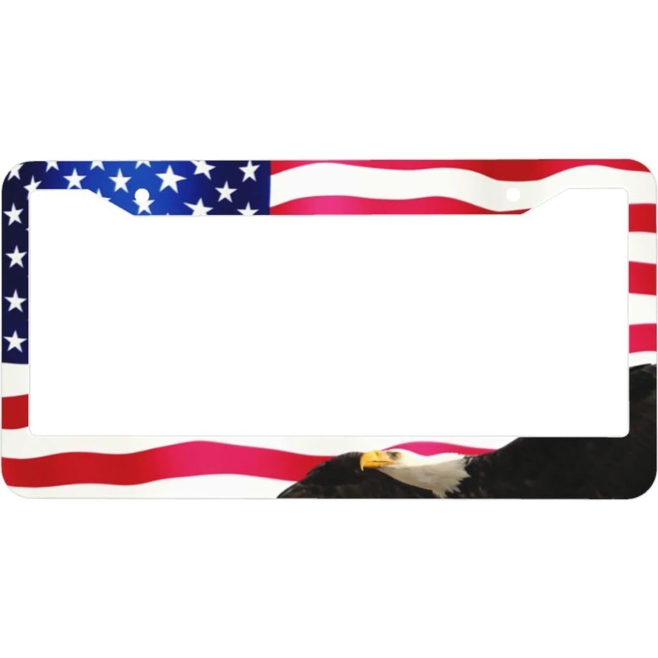 Marco de Placa de Licencia Aluminio PMZRAO Bandera Americana - 2 Piezas