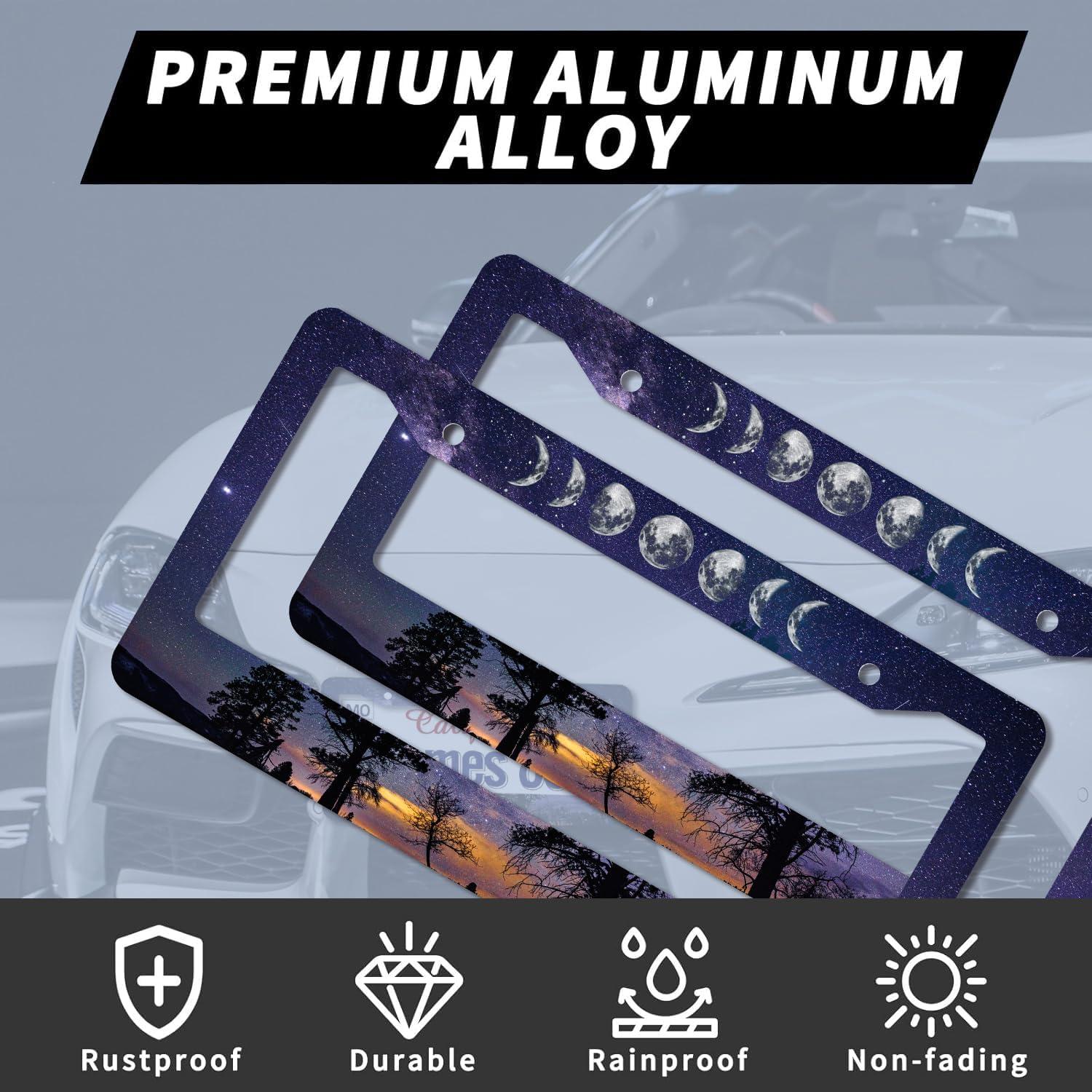 Marco de Placa de Licencia Aluminio WUBJYGGK Cielo Estrellado 2 Pzas