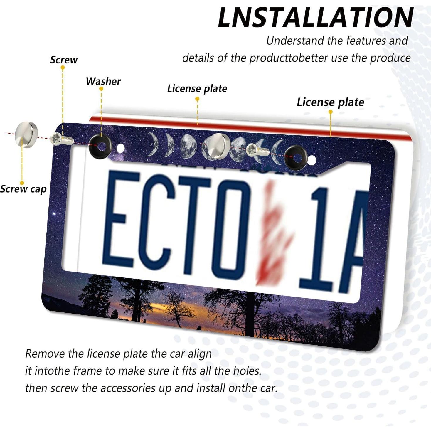 Marco de Placa de Licencia Aluminio WUBJYGGK Cielo Estrellado 2 Pzas