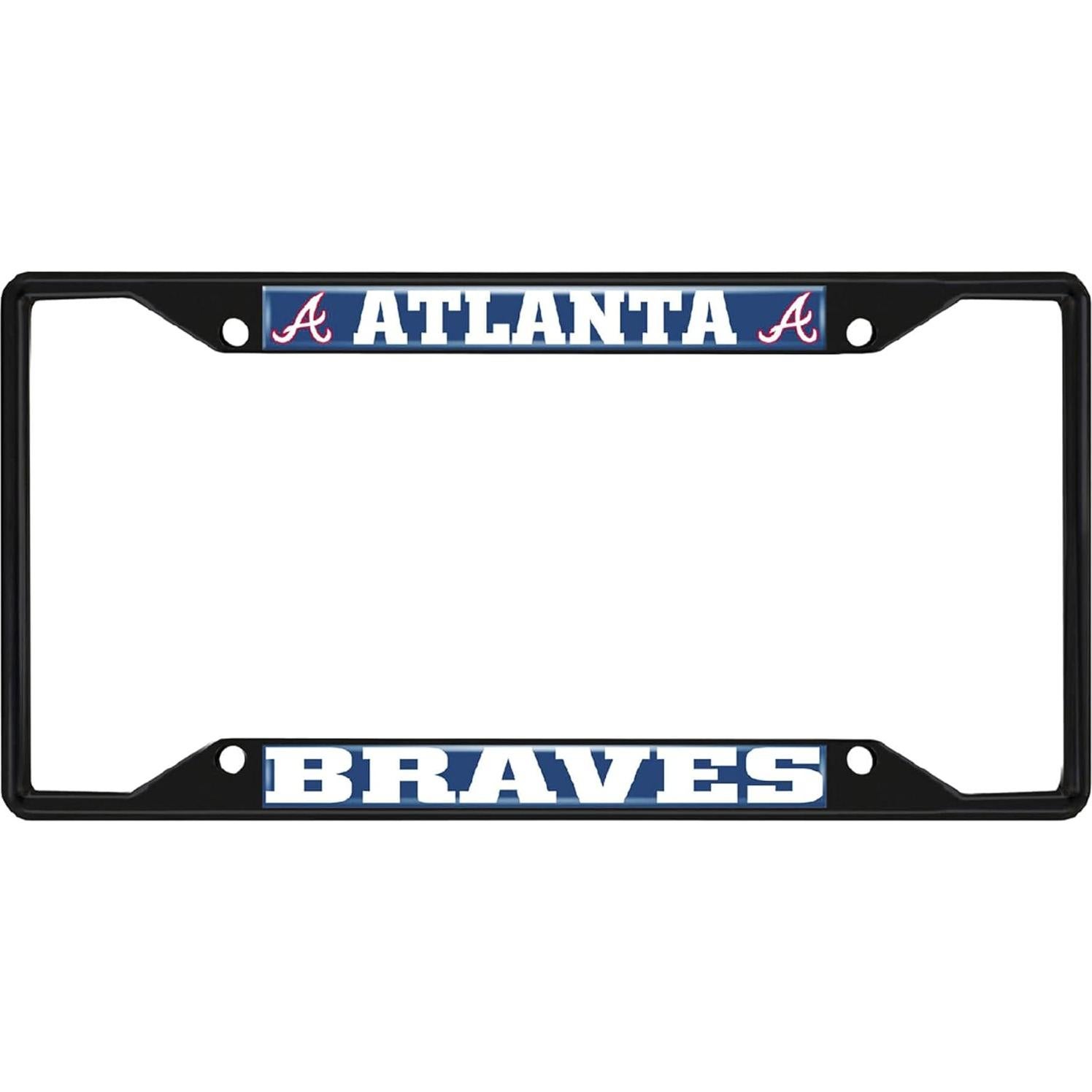 Marco de Placa de Licencia de Metal FANMATS Atlanta Braves Negro
