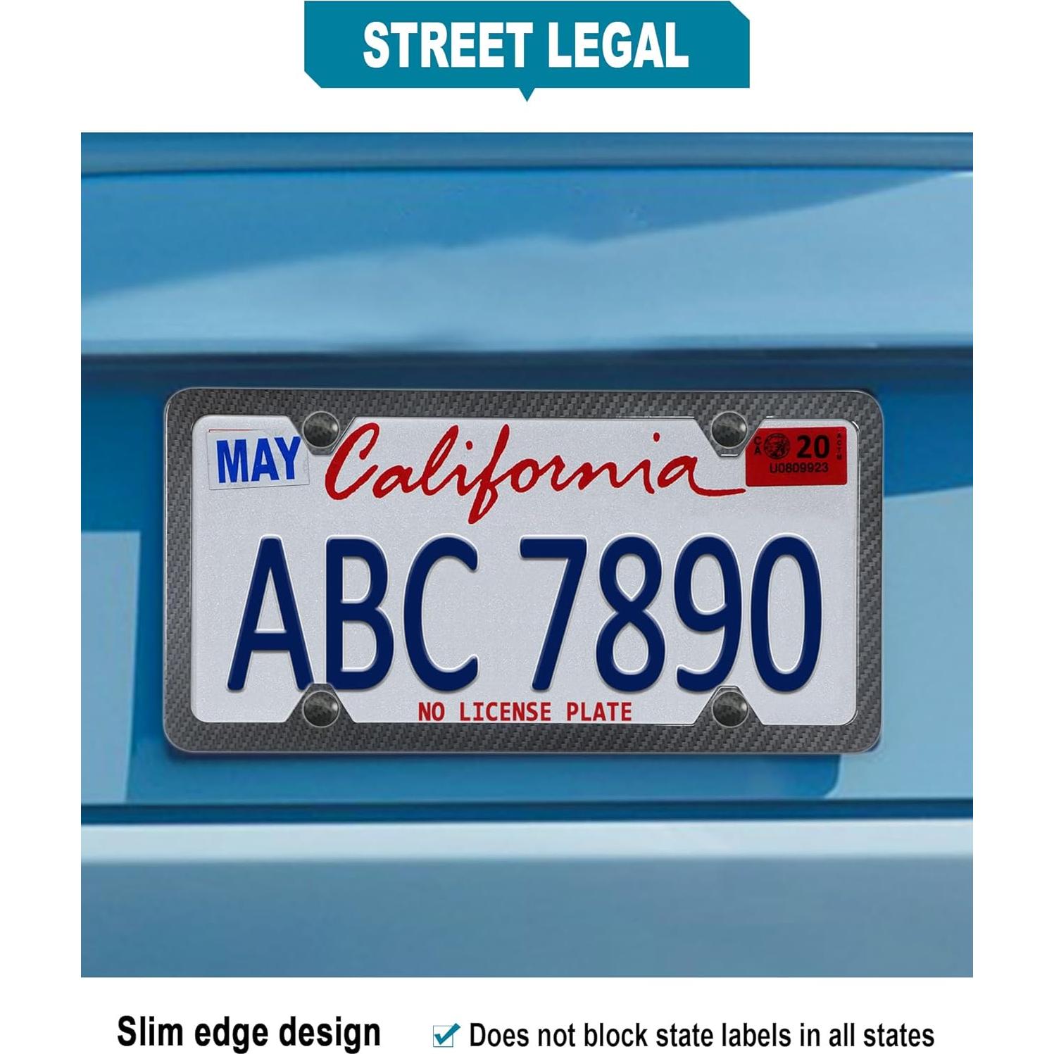 Marco de Placa de Licencia RCKJNJ Fibra de Carbono - Paquete de 2