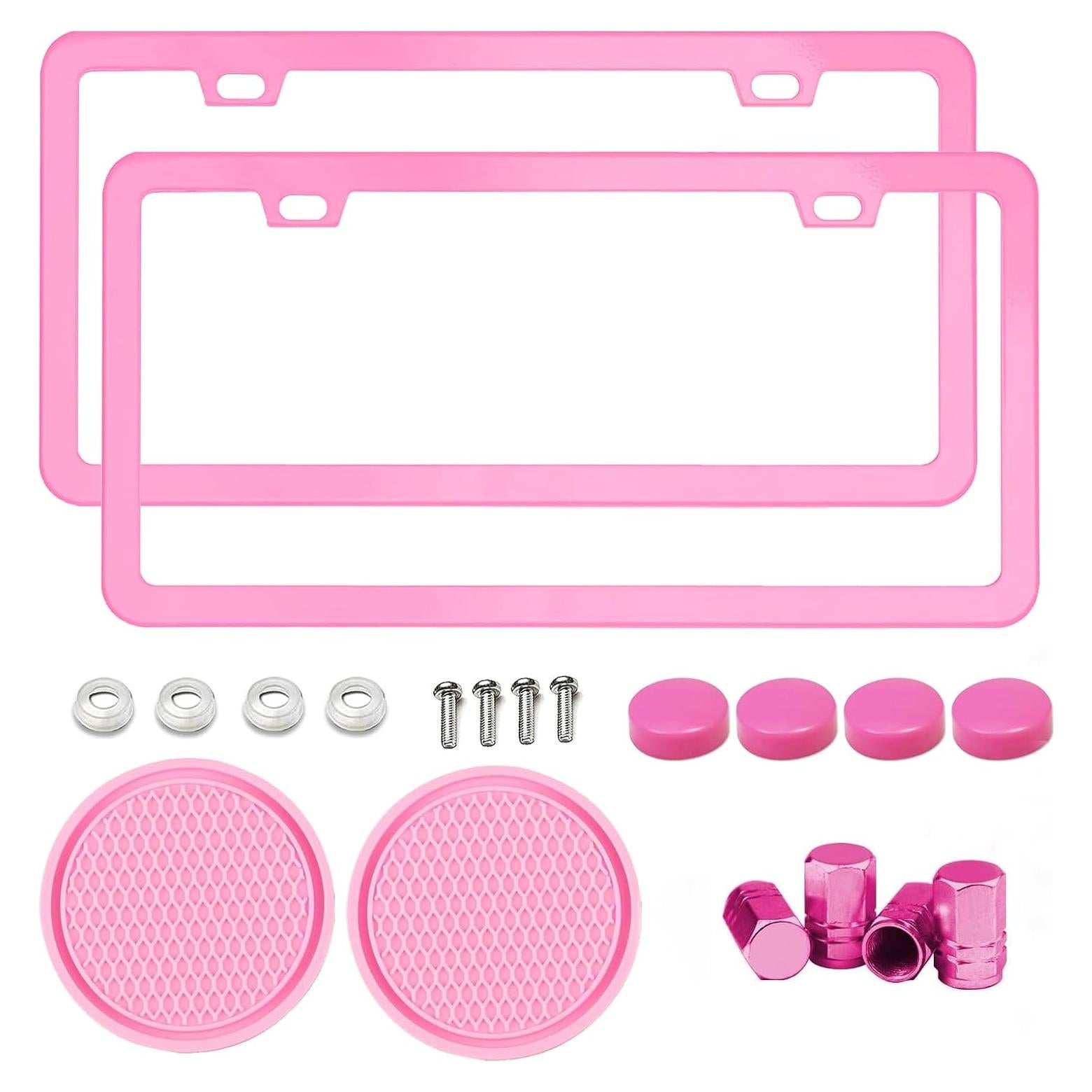 Marco de Placa de Licencia Rosa Shutuan - 2 Paquetes 31.75x16cm