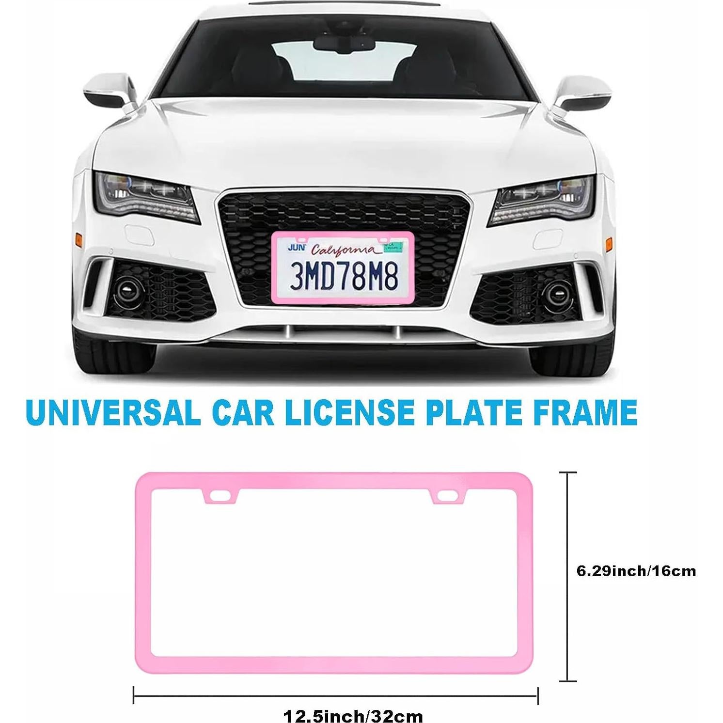 Marco de Placa de Licencia Rosa Shutuan - 2 Paquetes 31.75x16cm