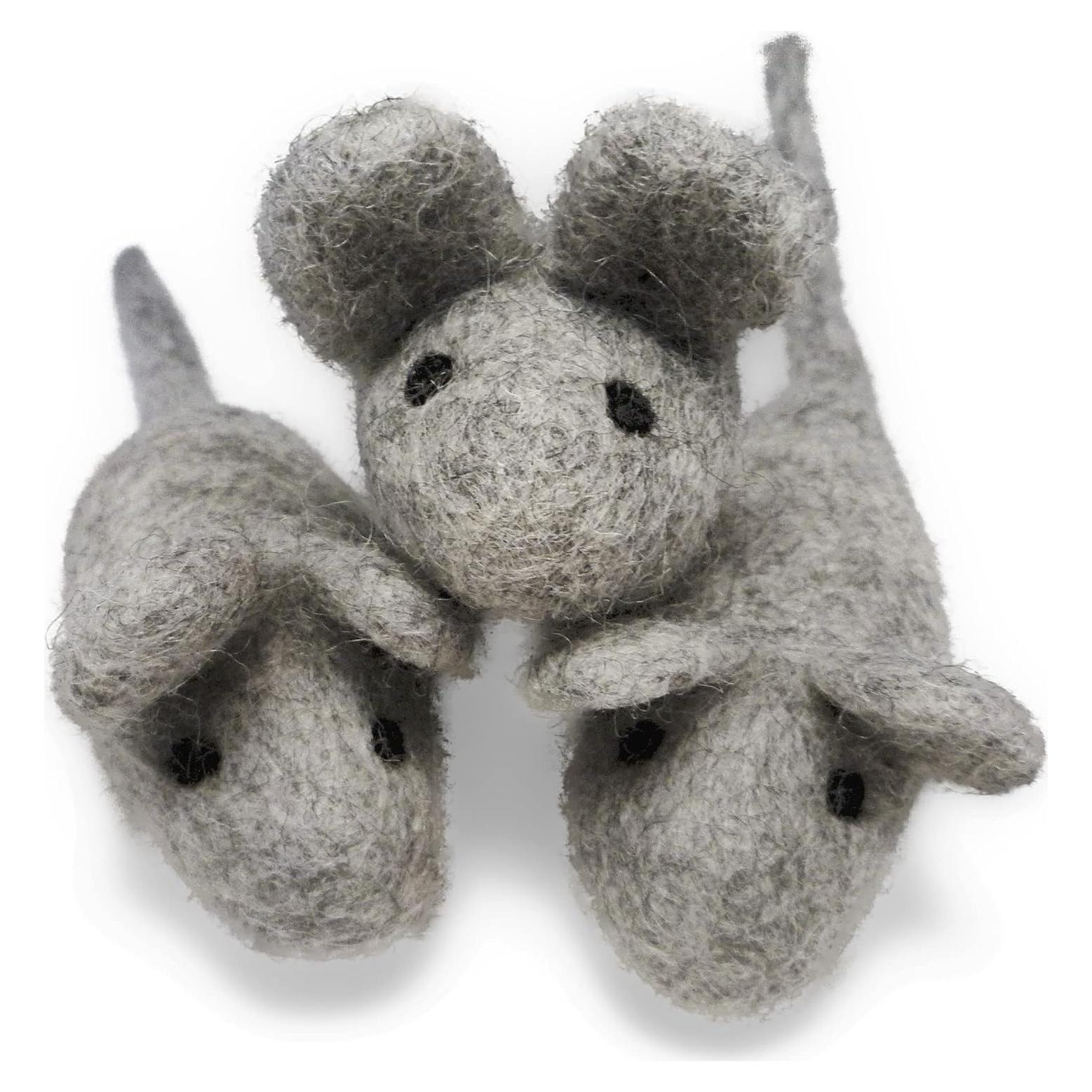 Juguete para Gato Ratón Hecho a Mano - 3 Juguetes de Lana Fieltro