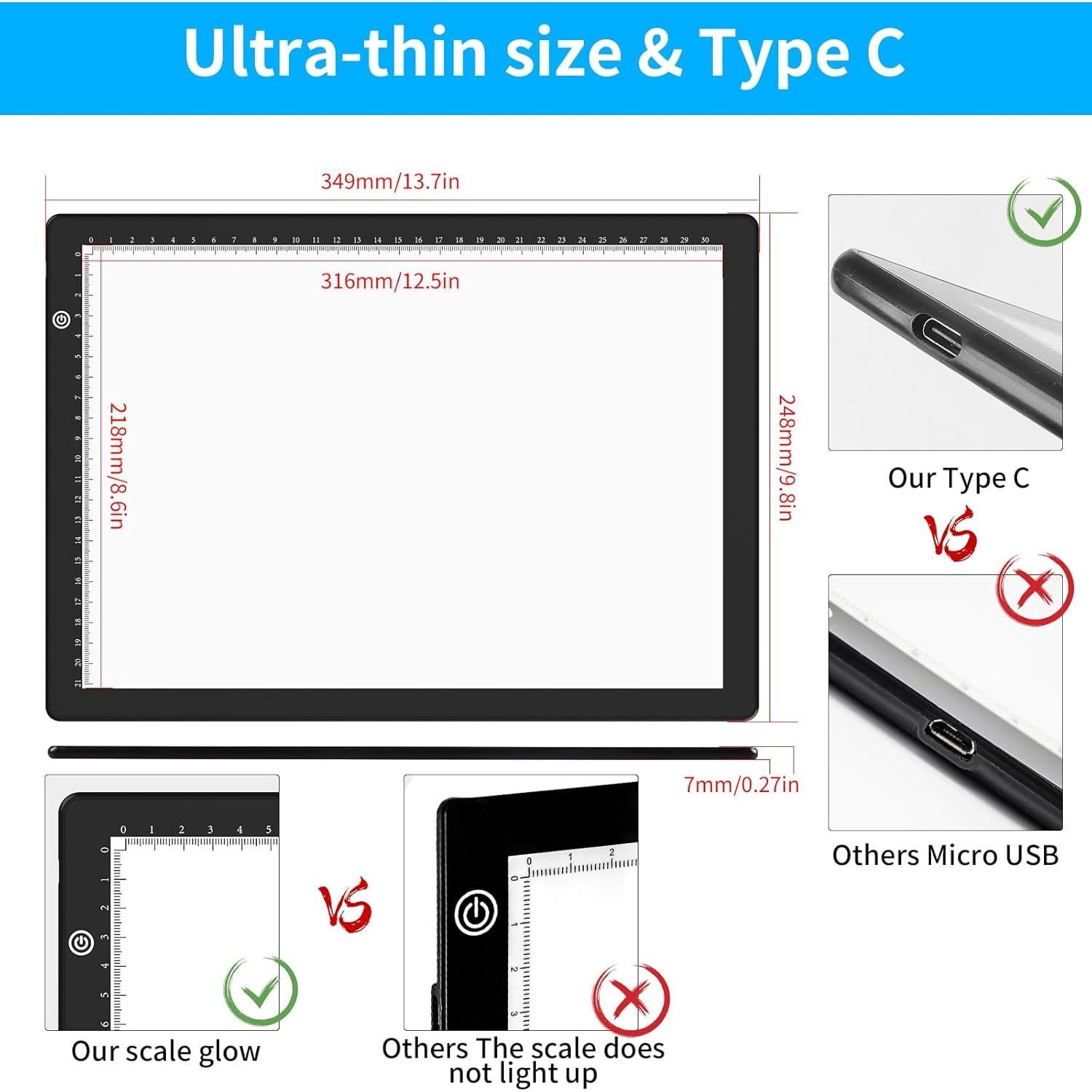 Caja de Luz LED Elice A4 para Calcar y Dibujar, Brillo Ajustable