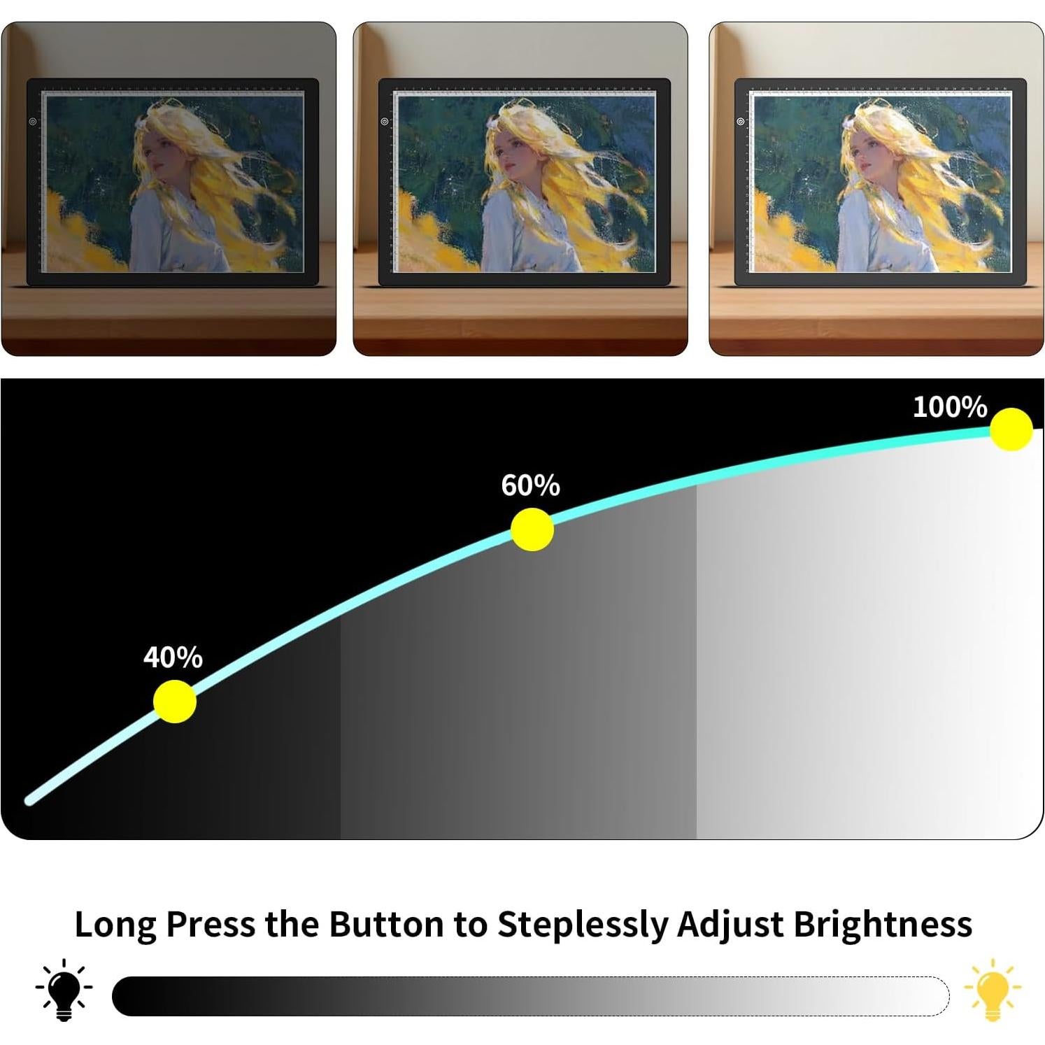 Caja de Luz LED Elice A4 para Calcar y Dibujar, Brillo Ajustable