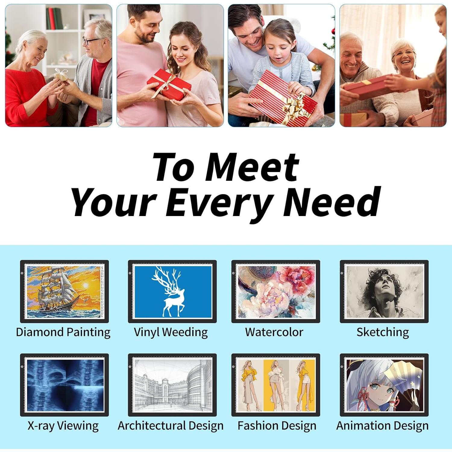 Caja de Luz LED Elice A4 para Calcar y Dibujar, Brillo Ajustable