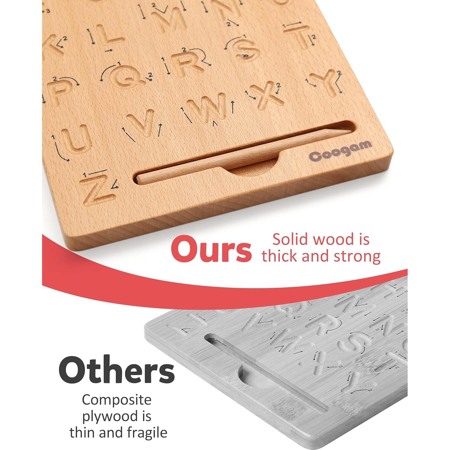Tablero de Trazado de Letras de Madera Coogam 21.1x16 cm