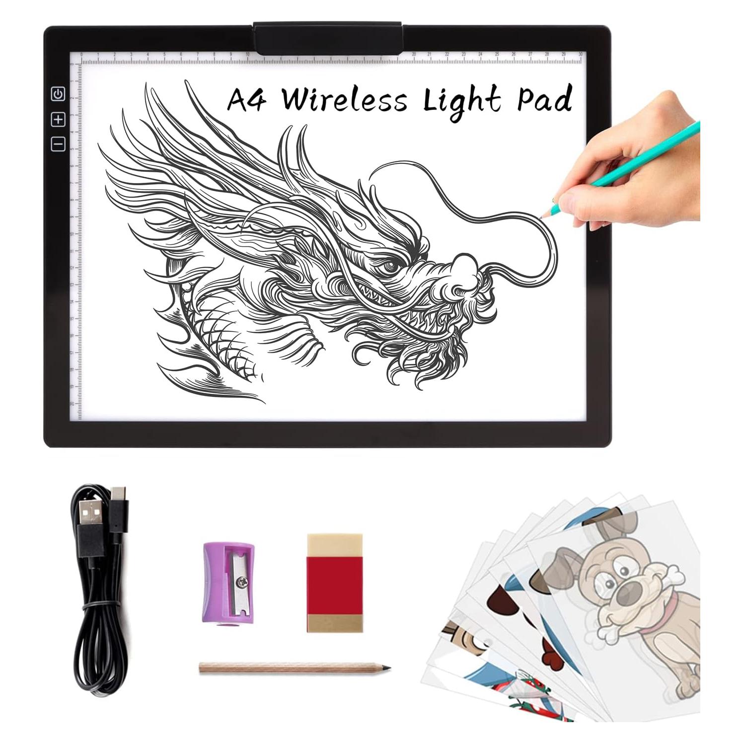 Mesa de Luz A4 Inalámbrica TOHETO con Soporte y Clip Negro