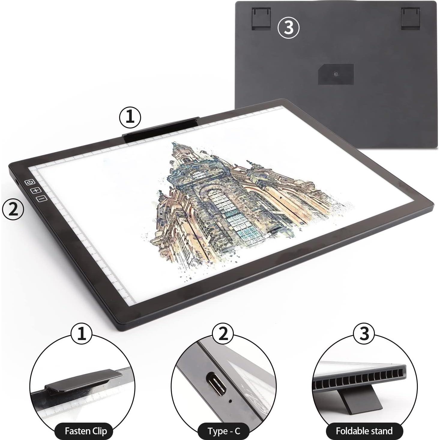 Mesa de Luz A4 Inalámbrica TOHETO con Soporte y Clip Negro