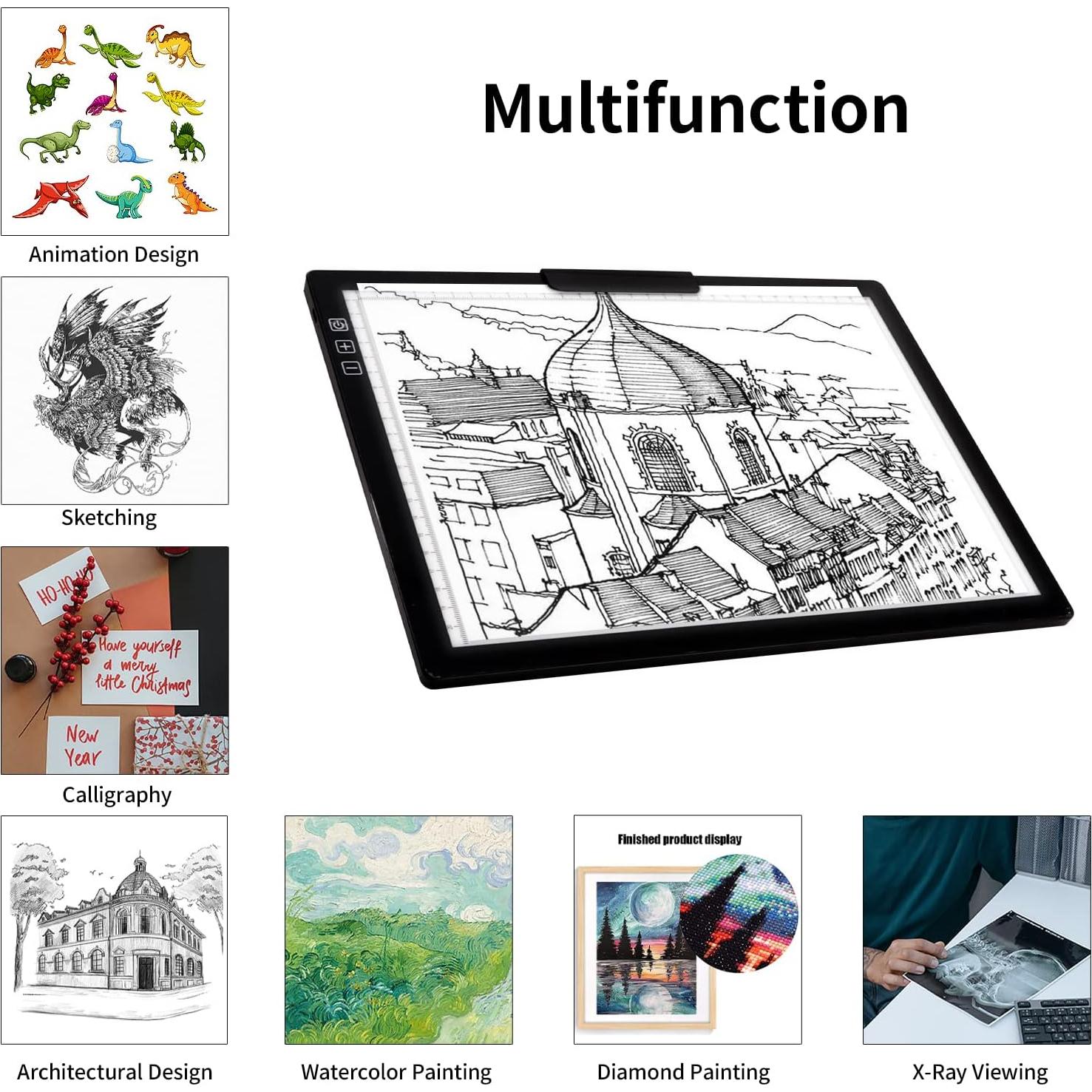 Mesa de Luz A4 Inalámbrica TOHETO con Soporte y Clip Negro