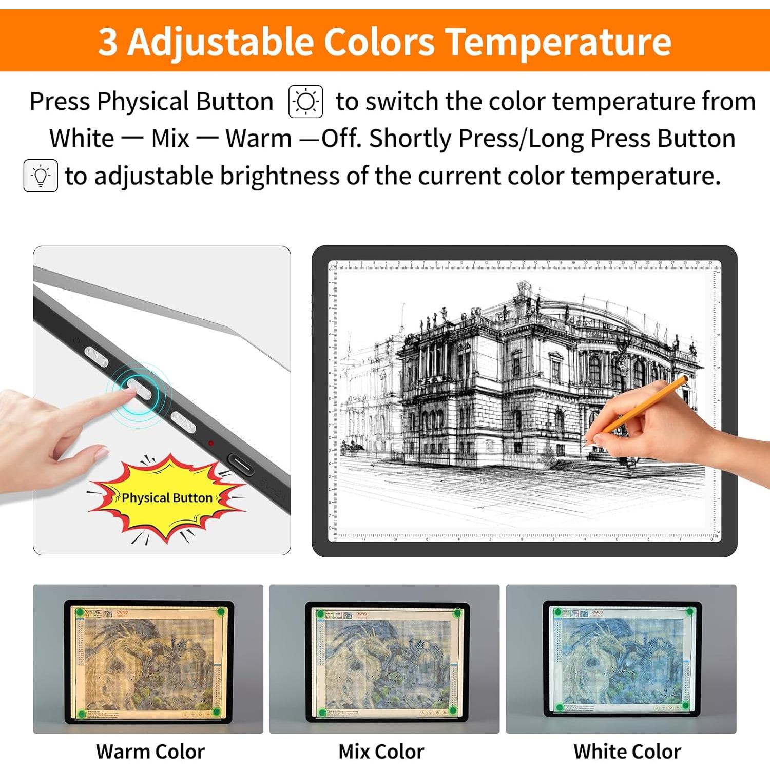 Almohadilla de Luz A4 TOHETO Recargable LED 9000 Lux Negra