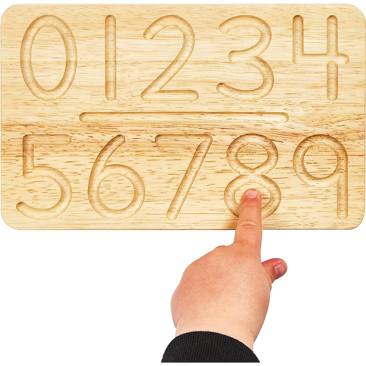 Tabla de Trazado de Números de Madera Montessori - 20.3x12.7 cm