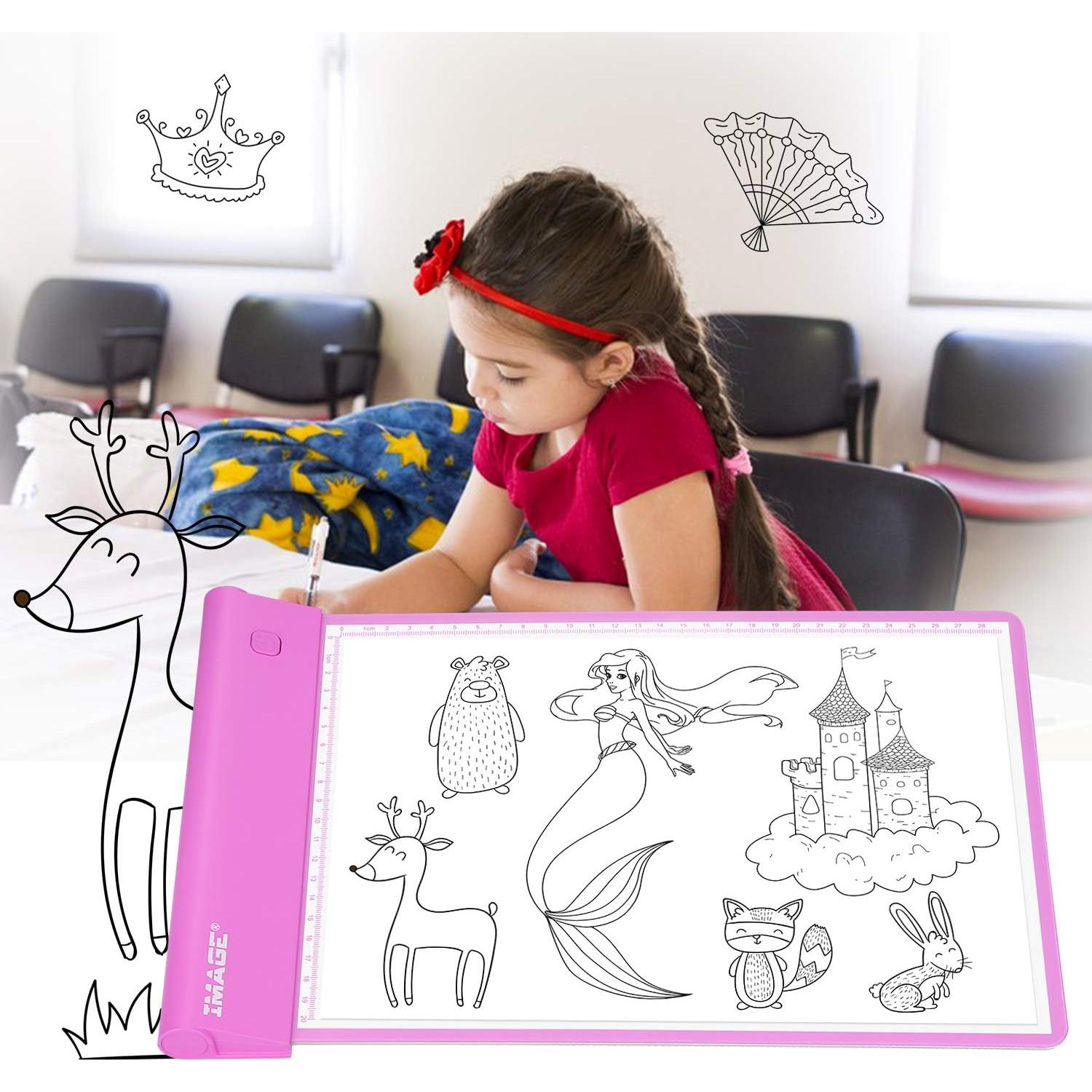 Pad de Luz para Calcar IMAGE Rosa A4 con 10 Hojas y Clips