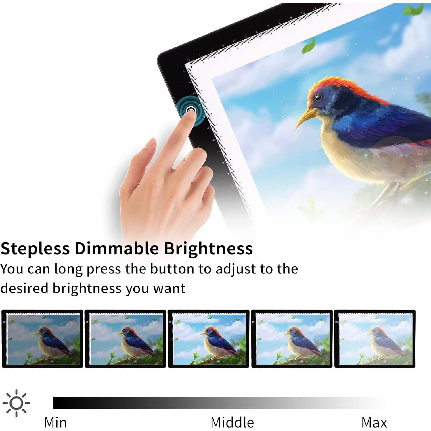 Caja de Luz LED Portátil A4 TOHETO Brillo Ajustable USB-C