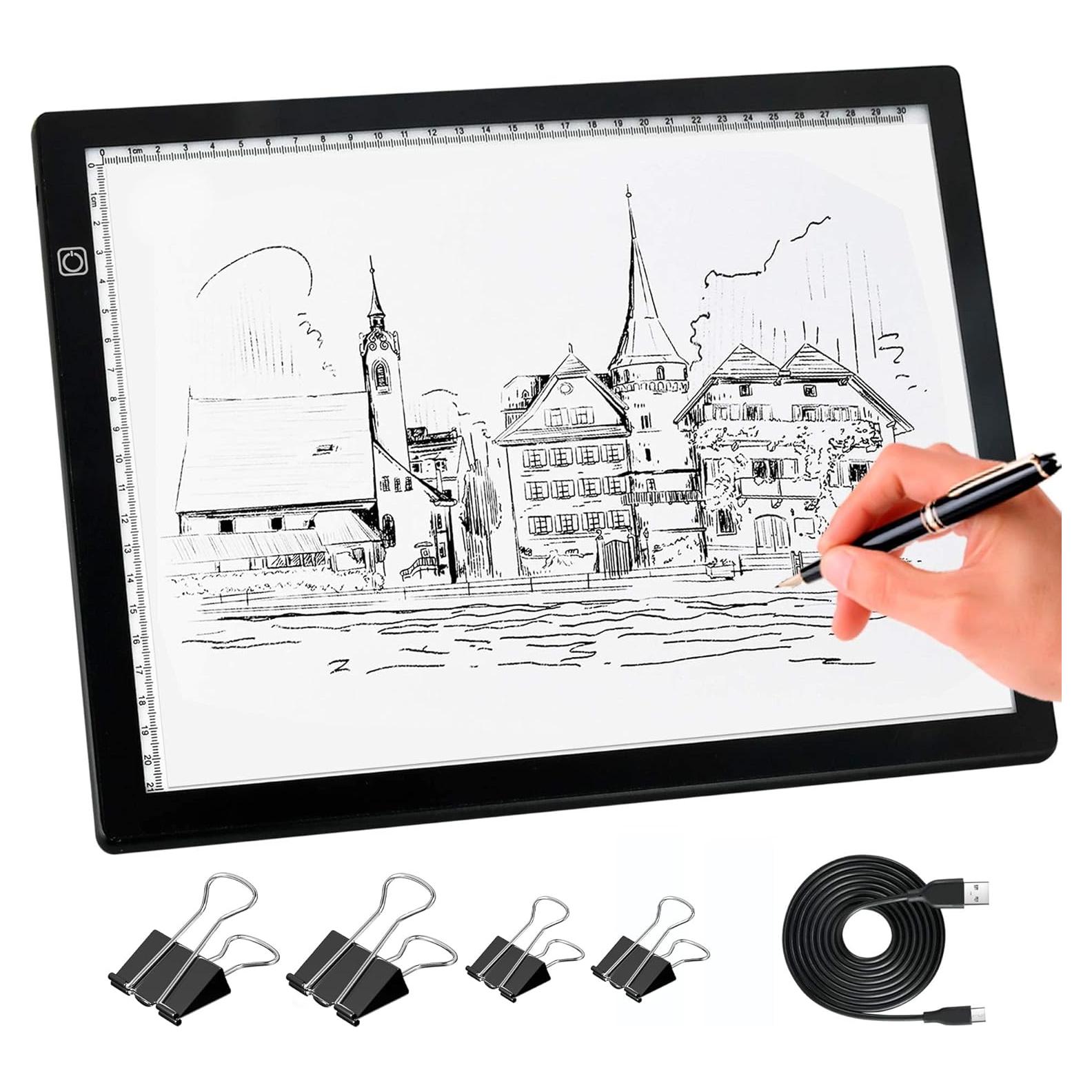 Tableta de Luz LED Comzler A4 Negra, Brillo Regulable 3 Niveles