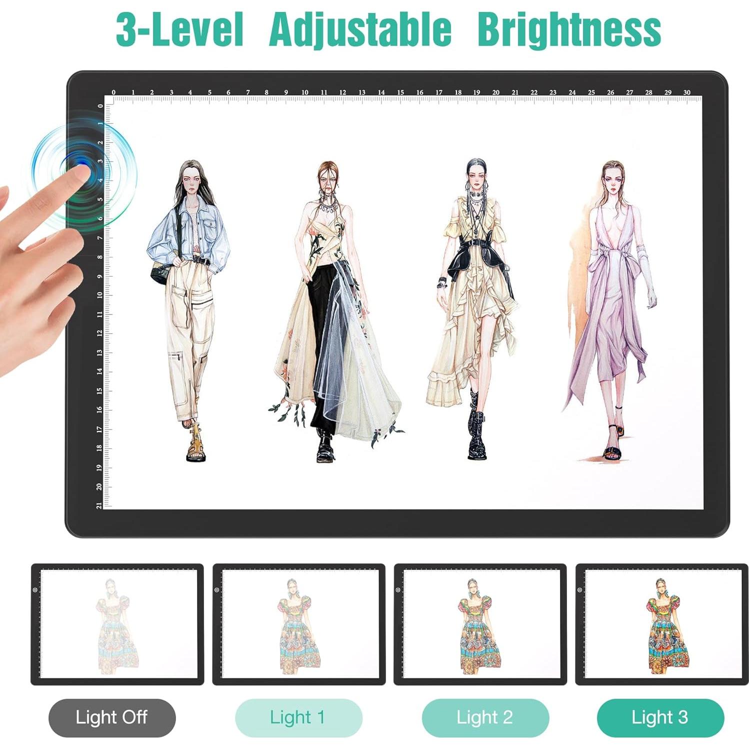 Tableta de Luz LED Comzler A4 Negra, Brillo Regulable 3 Niveles