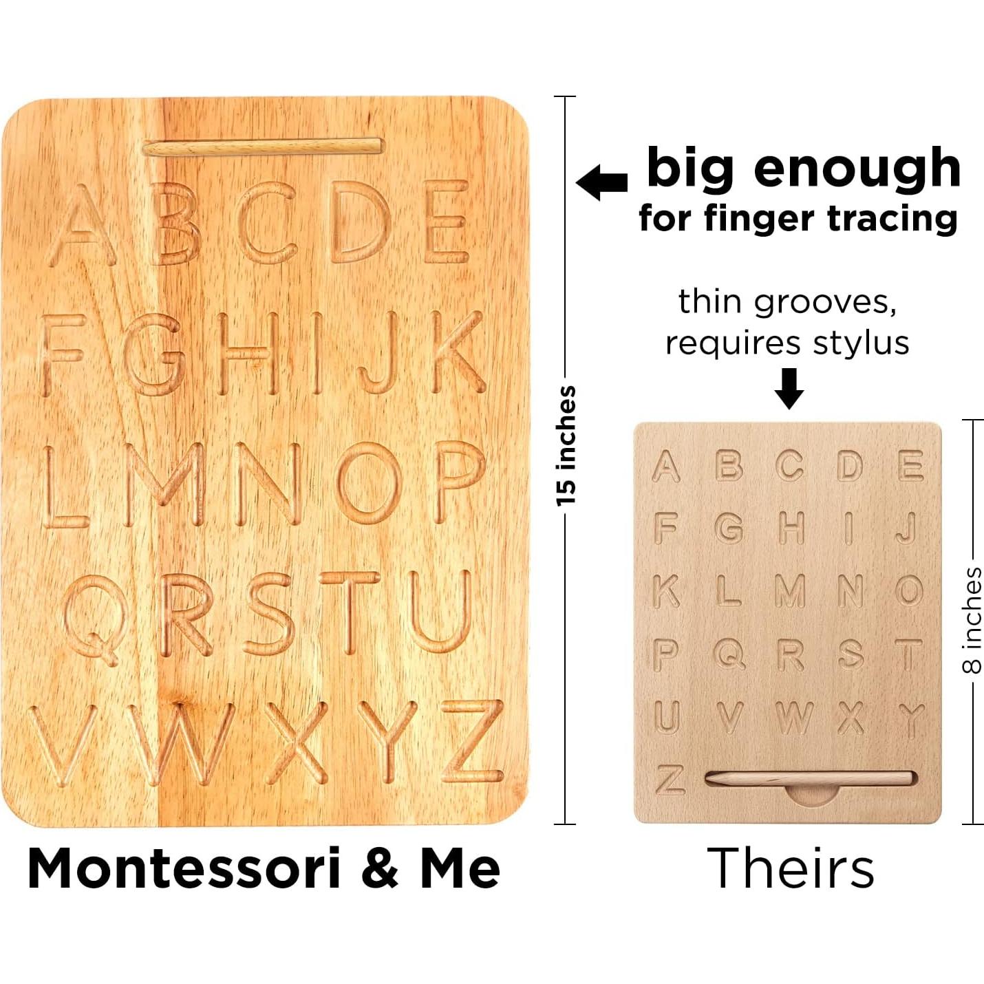 Tablero de Trazado de Letras de Madera Montessori y Yo - 35.56x24.61cm