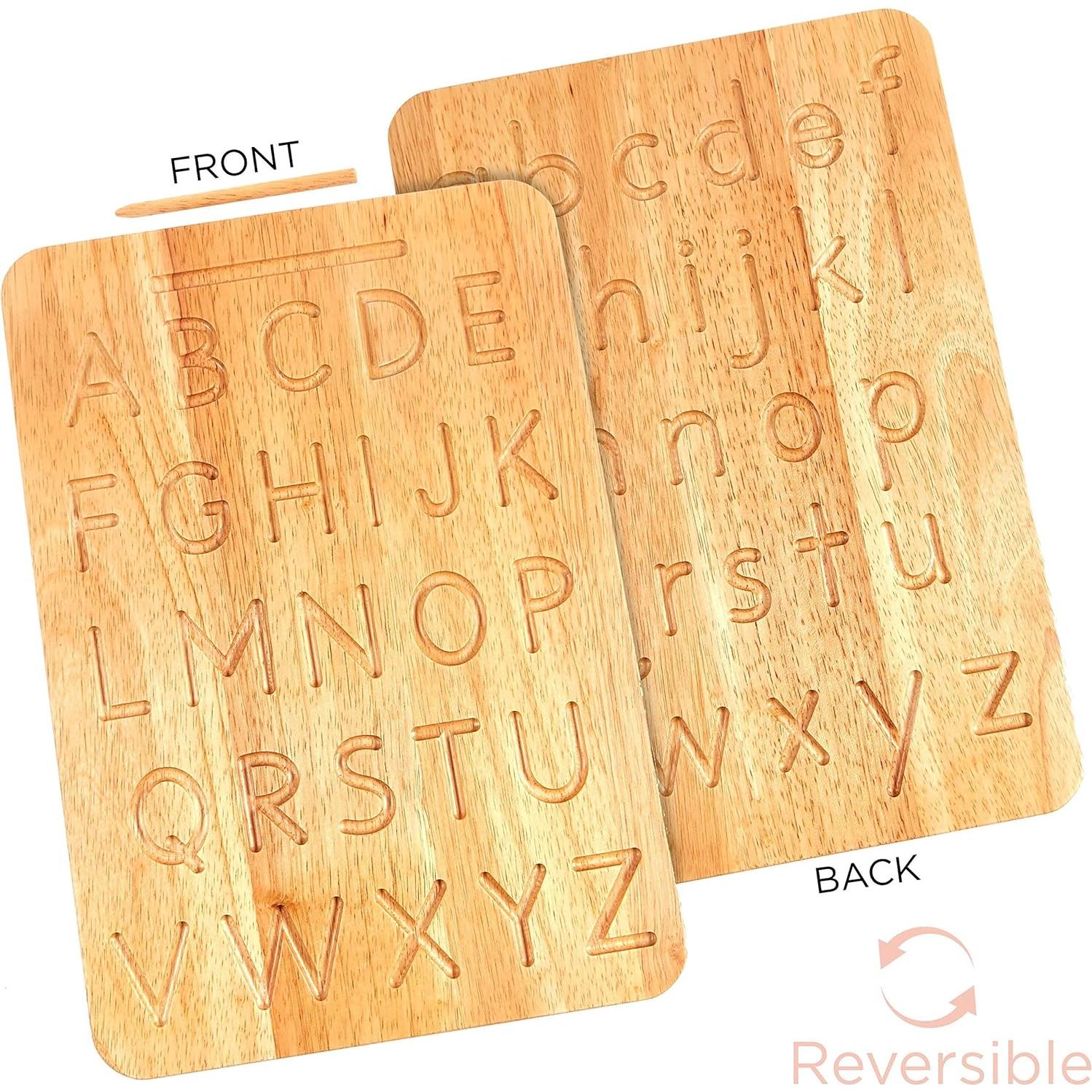 Tablero de Trazado de Letras de Madera Montessori y Yo - 35.56x24.61cm