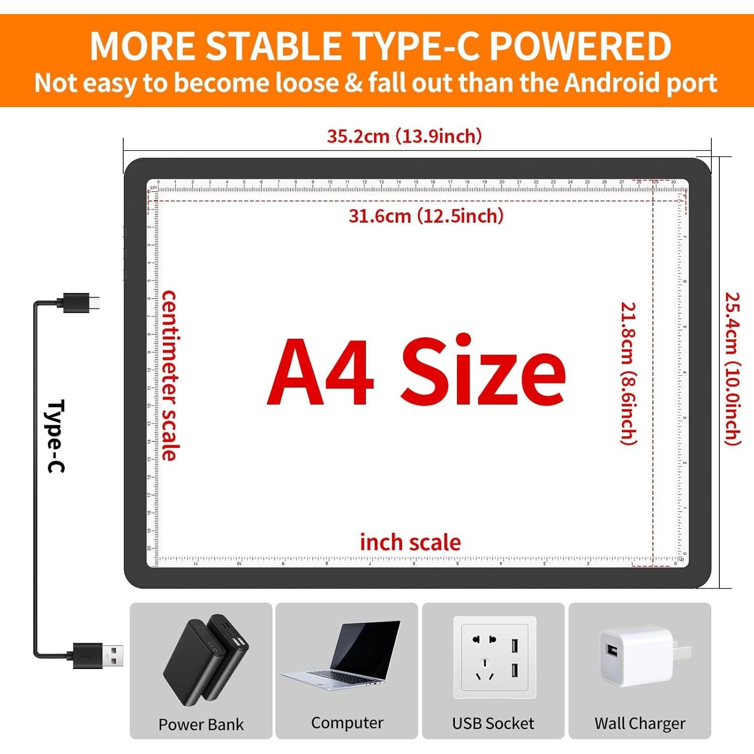 Mesa de Luz LED Elice A4 para Calcar y Dibujar - Negra