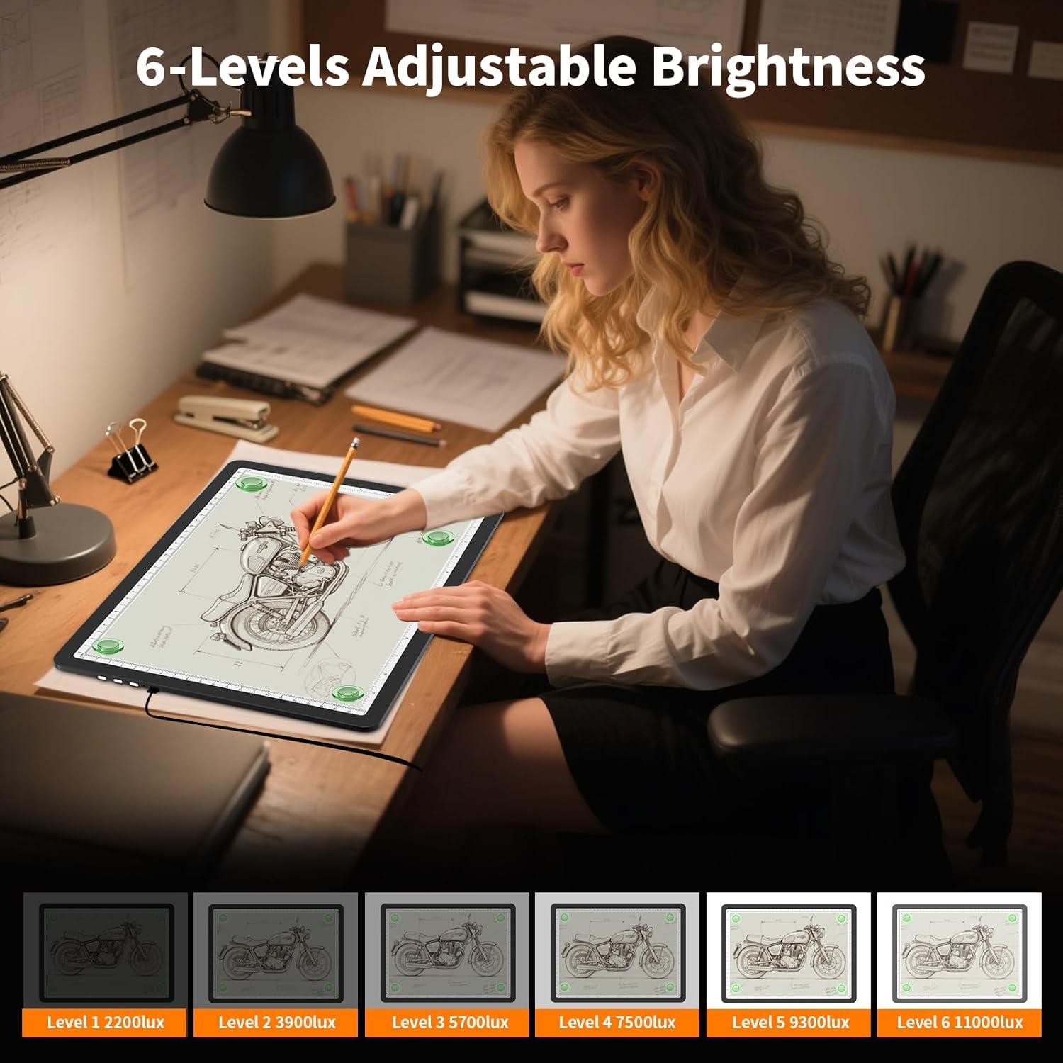 Mesa de Luz LED Elice A4 para Calcar y Dibujar - Negra