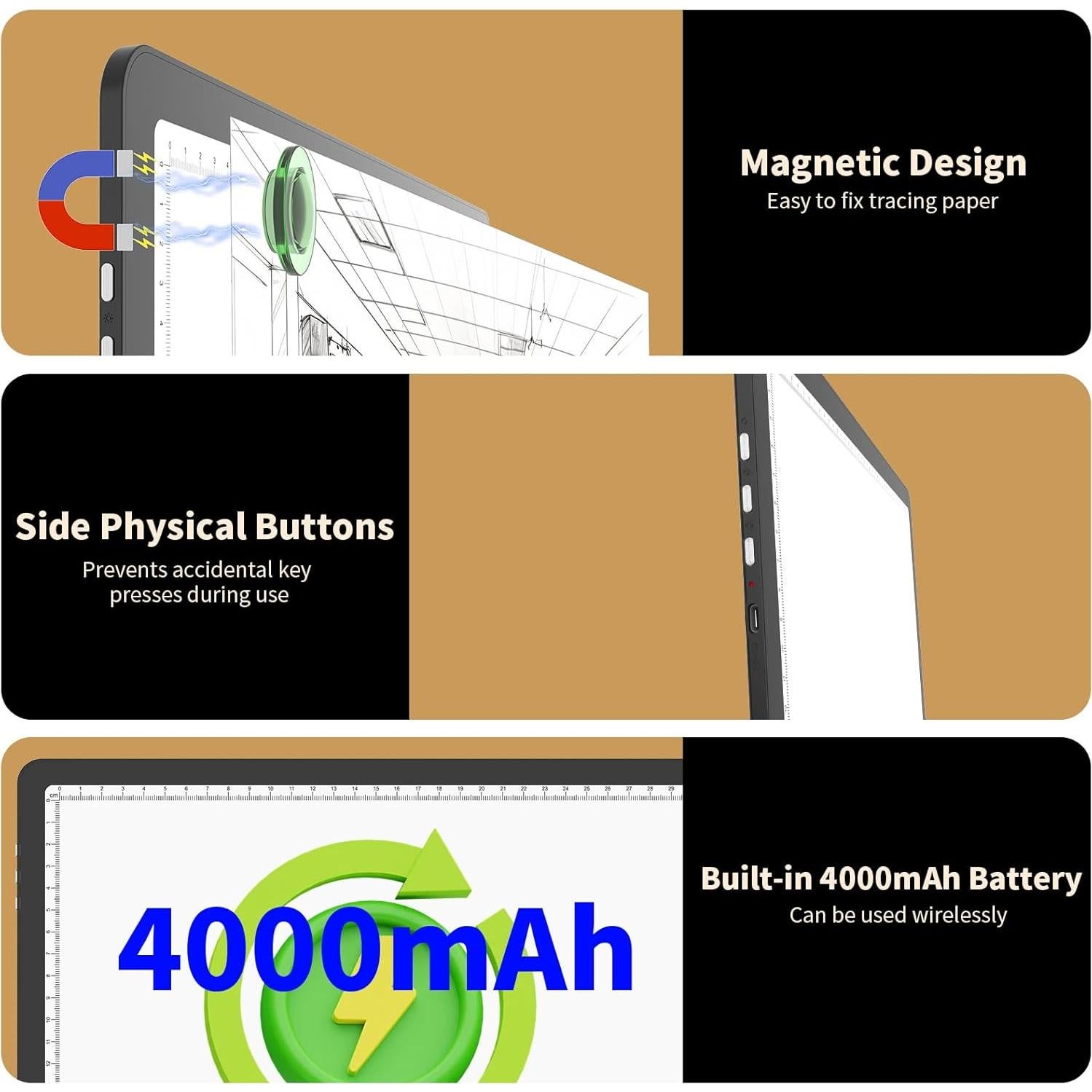 Caja de Luz A4 Recargable YINGWOND 9000LUX Ajustable