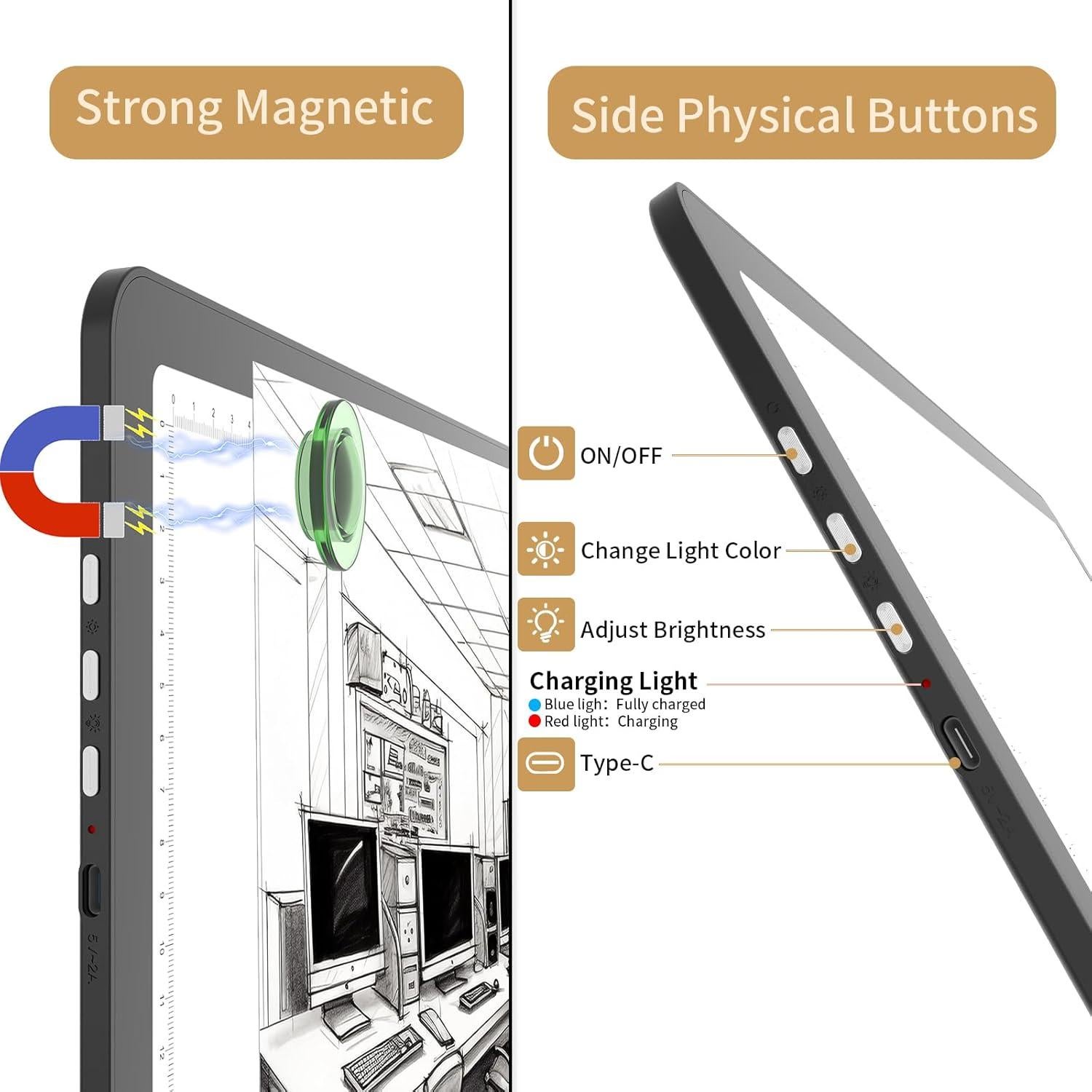 Caja de Luz A4 Recargable YINGWOND 9000LUX Ajustable
