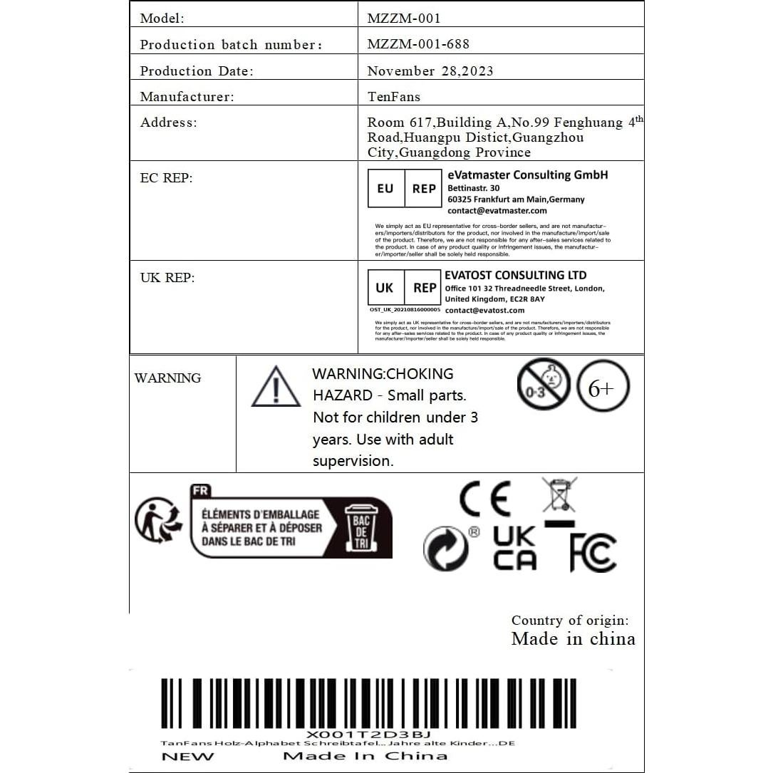 Tablero de Trazado de Letras de Madera TenFans - Juguete Educativo Montessori 25x20 cm