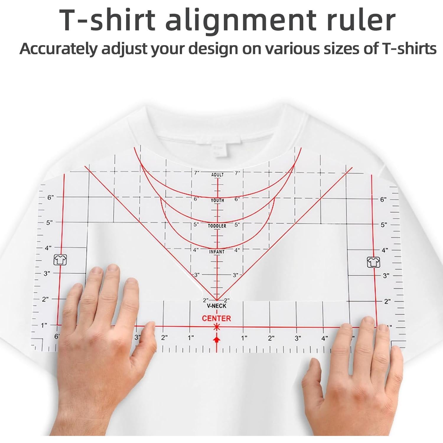 Guía de Regla para Camisetas Cieyooni - 5 Piezas + Cinta Métrica