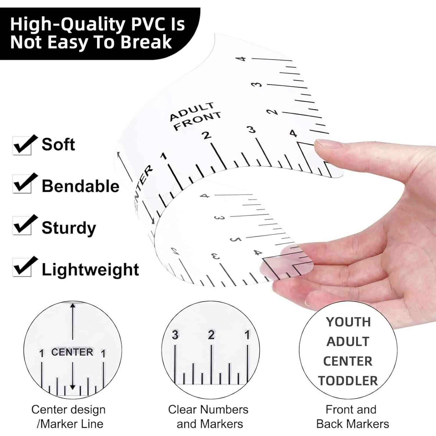 Guía de Regla para Camisetas Cieyooni - 5 Piezas + Cinta Métrica