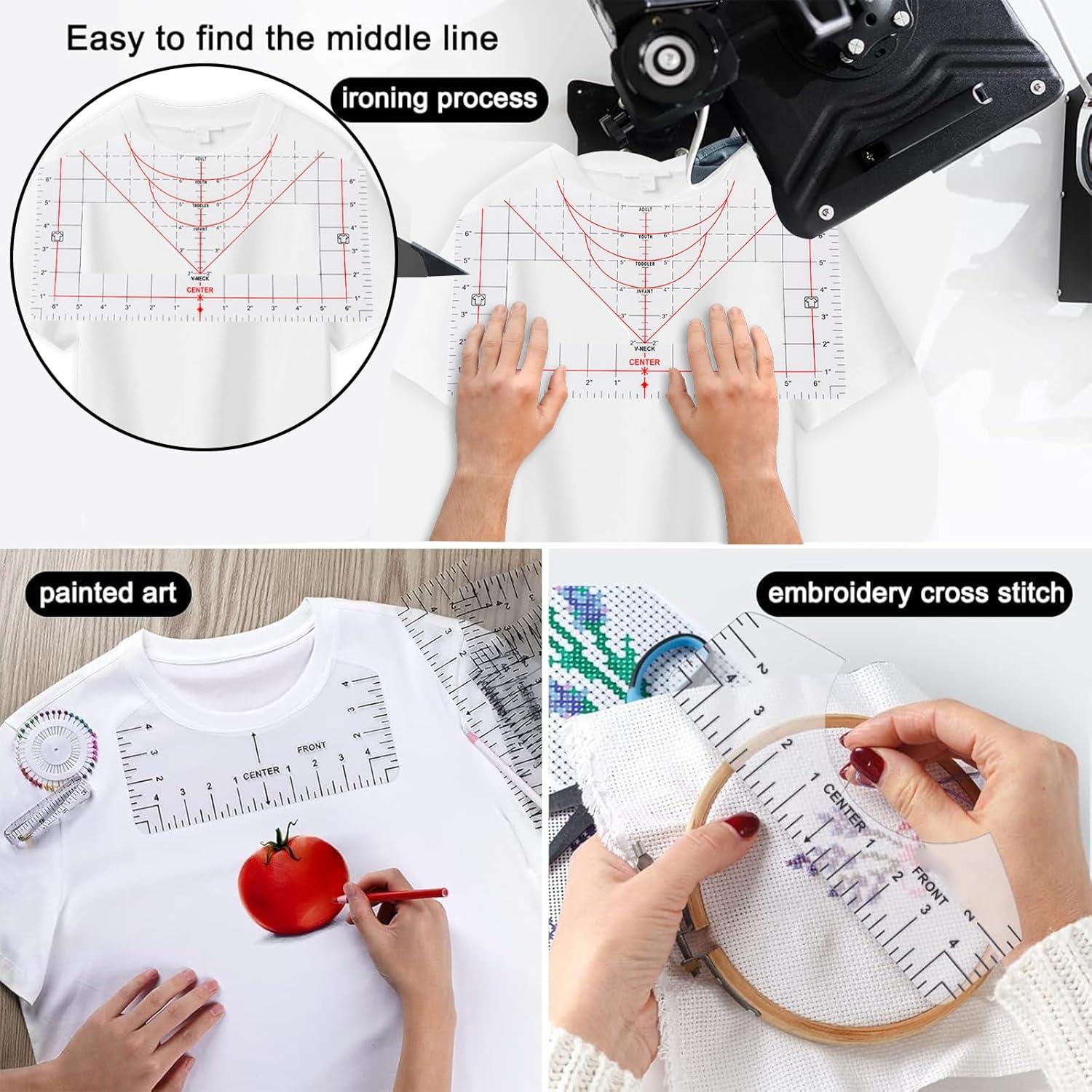 Guía de Regla para Camisetas Cieyooni - 5 Piezas + Cinta Métrica