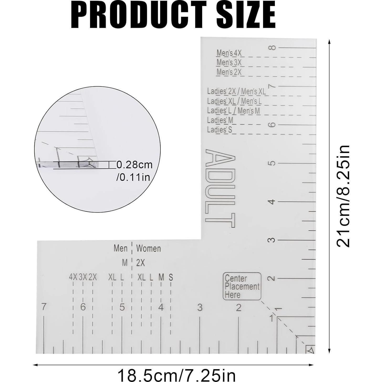 Regla de Camiseta Acrílica NQEUEPN para Prensa de Calor 21x18.5cm