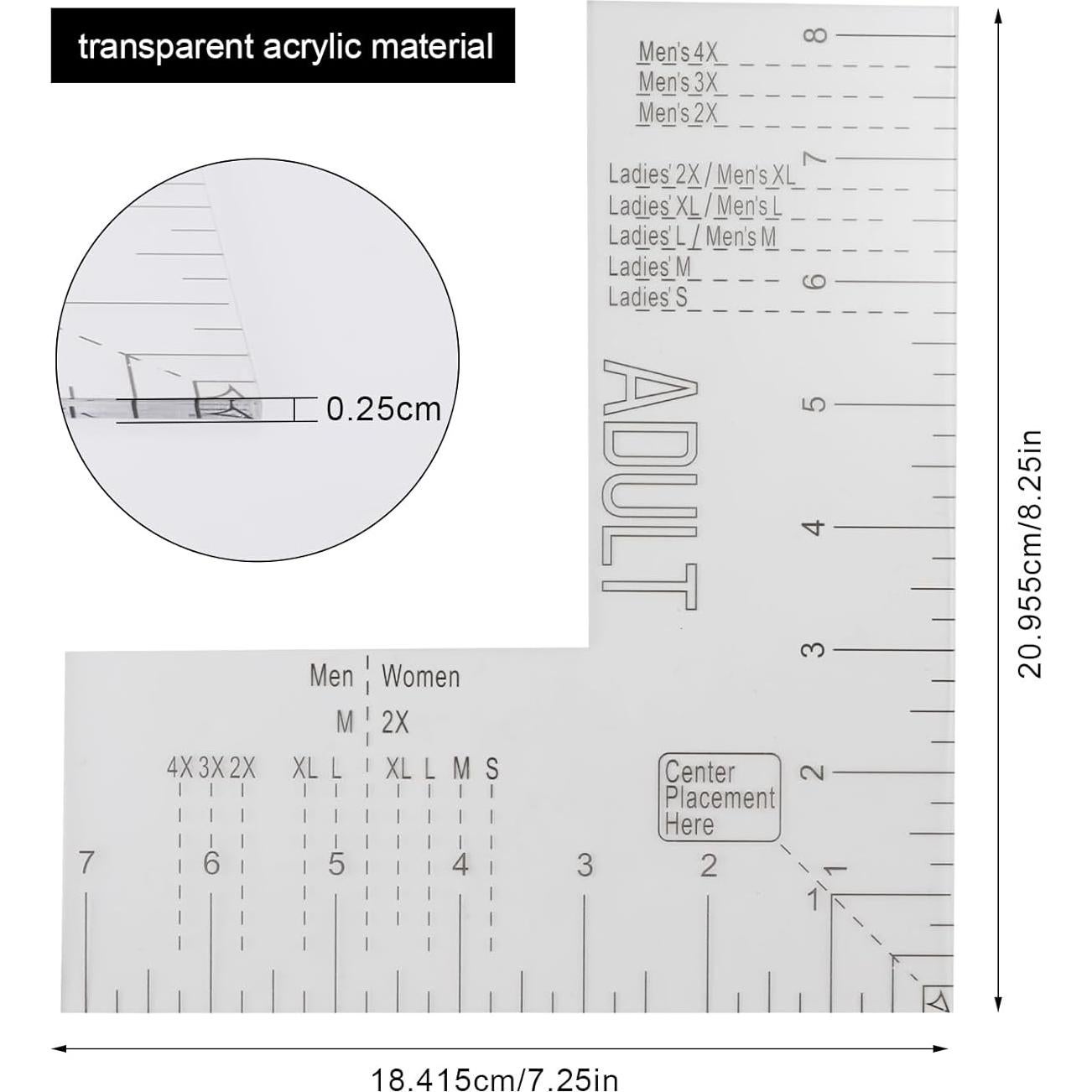 Guía de Regla para Camisetas PEUTIER 20.9x18.4cm Alineación Vinilo