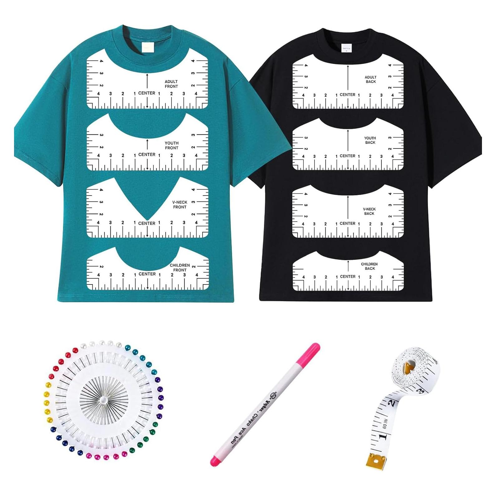 Guía de Regla para Camisetas Yzzyemn 9 Piezas PVC Alineación