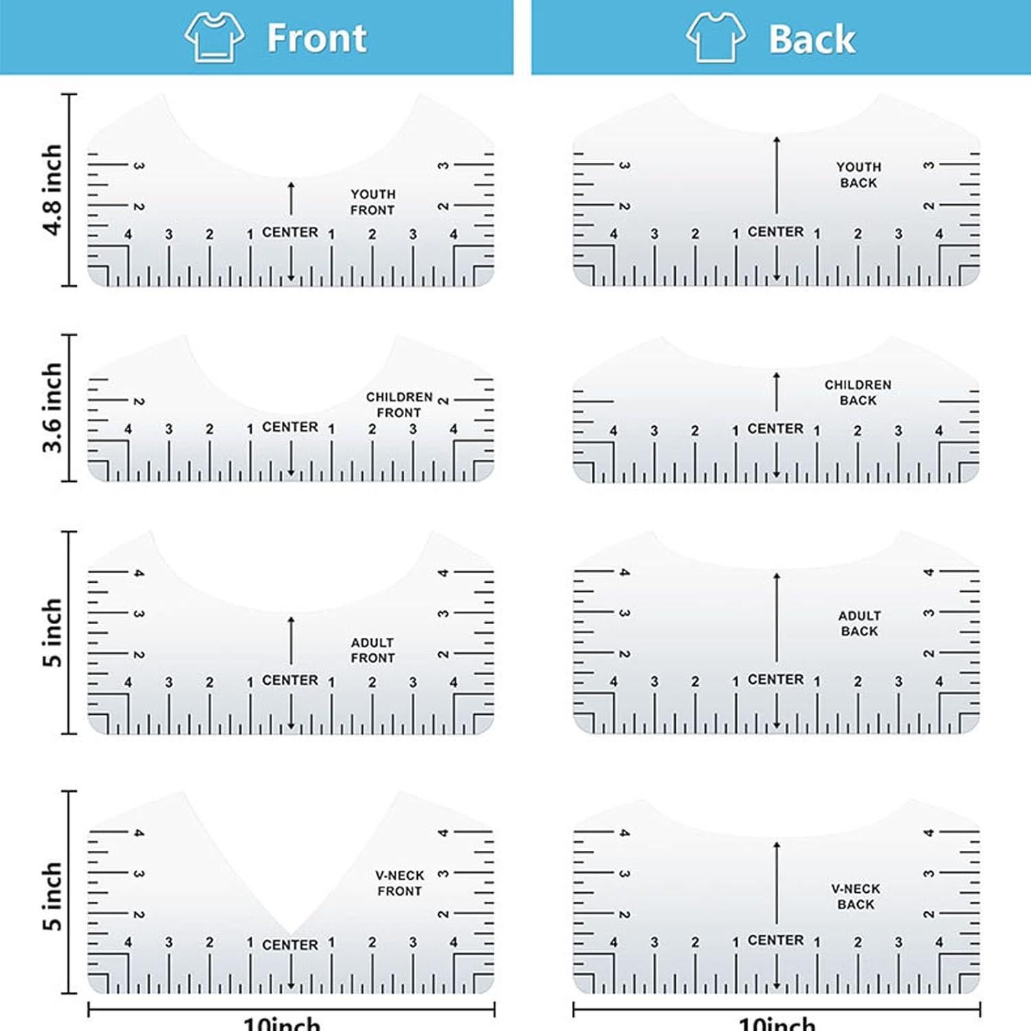 Guía de Regla para Camisetas Yzzyemn 9 Piezas PVC Alineación