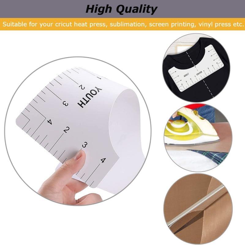 Juego de Reglas de Alineación para Camisetas YTFGGY - 4 Reglas y 3 Hojas PTFE