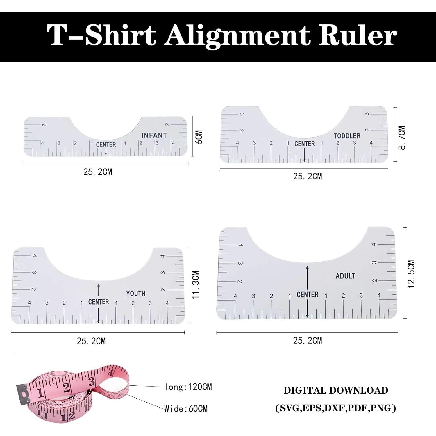 Herramienta de Alineación de Camisetas 4 Tamaños PVC