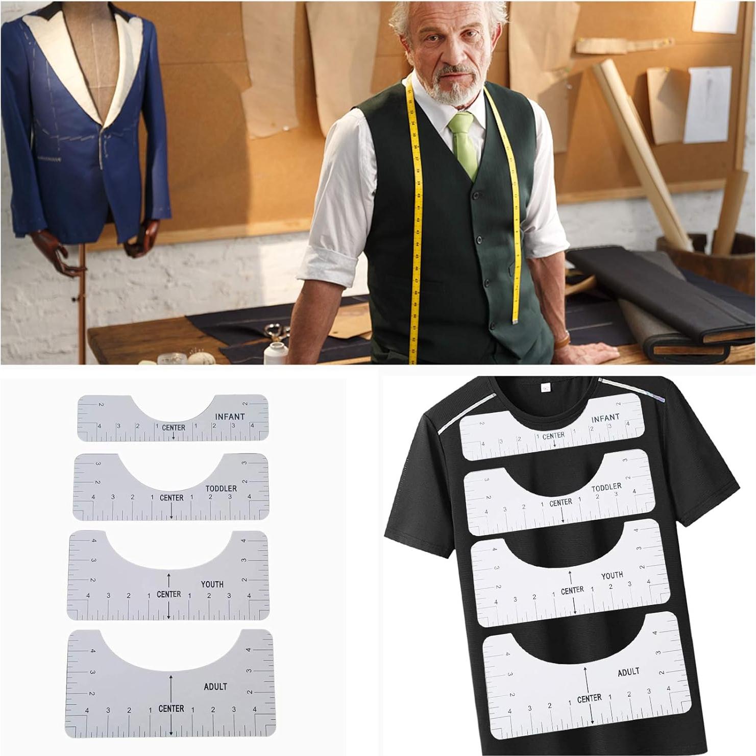 Herramienta de Alineación de Camisetas 4 Tamaños PVC