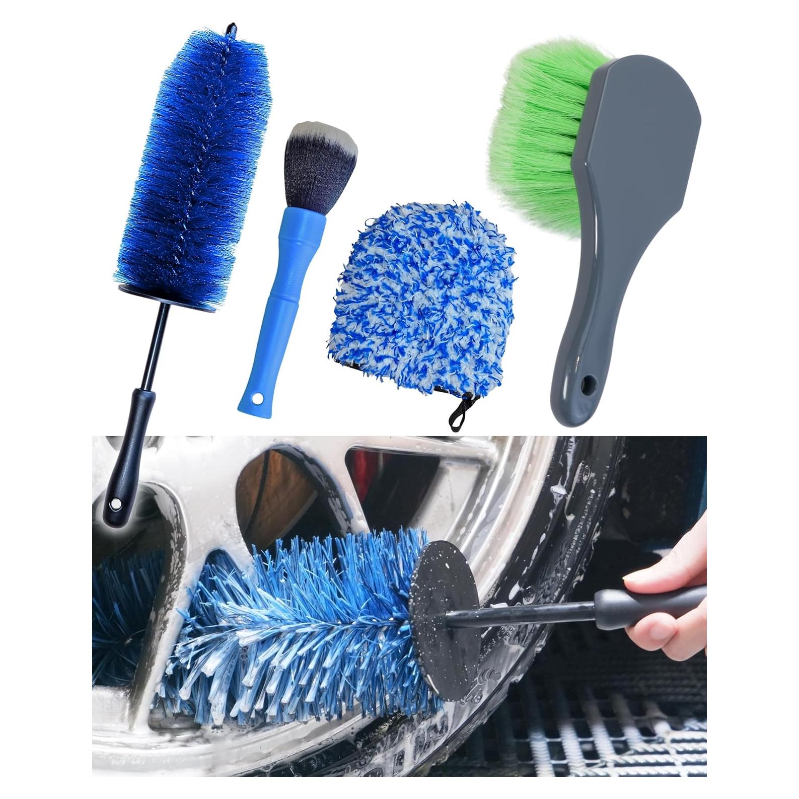 Kit de limpieza de ruedas OeSee WB003-T - 4 cepillos y mitón