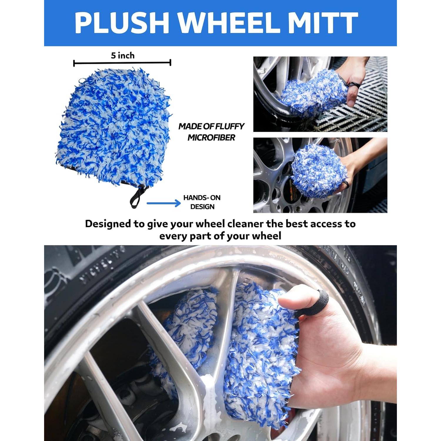 Kit de limpieza de ruedas OeSee WB003-T - 4 cepillos y mitón