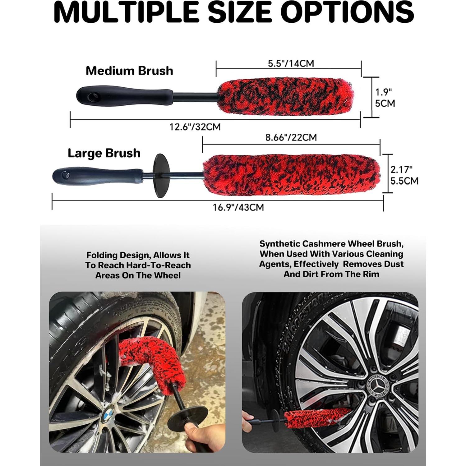 Kit de limpieza de llantas YILANBON 11 piezas con cepillos flexibles