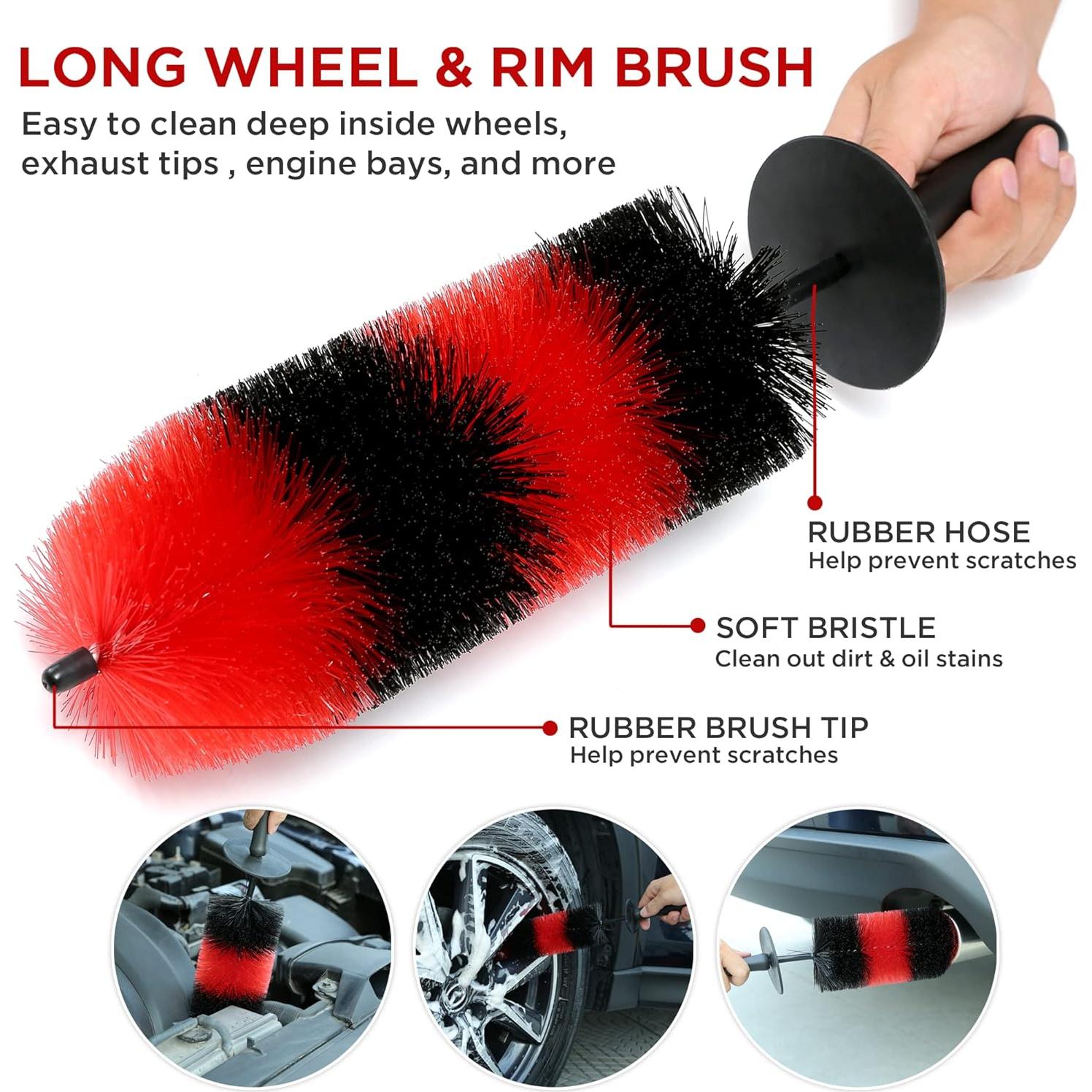 Kit Completo de Detalle de Ruedas TAKAVU - 8 Piezas, Cepillos y Toalla