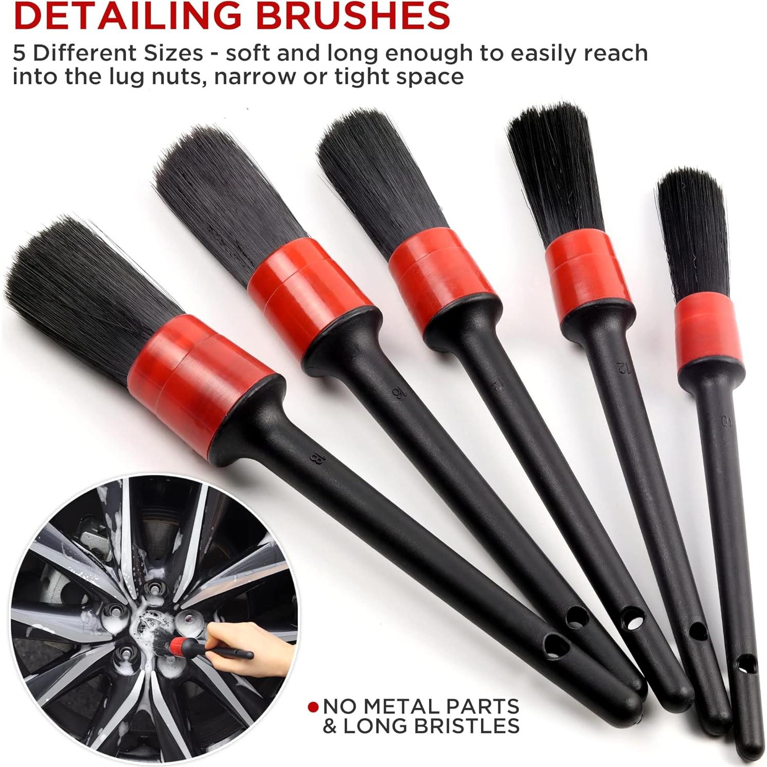 Kit Completo de Detalle de Ruedas TAKAVU - 8 Piezas, Cepillos y Toalla