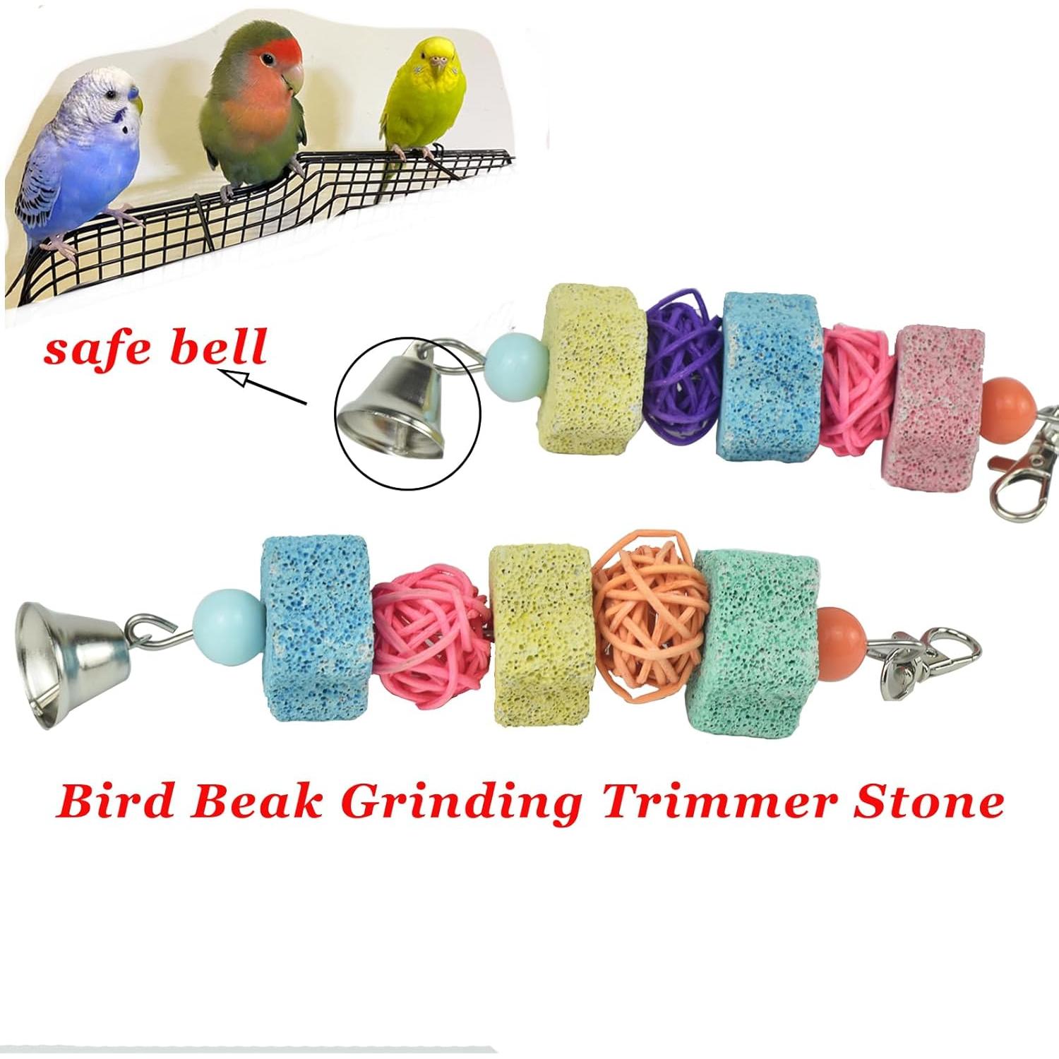 Paquete de 2 Juguetes para Aves GUANLANT - Bloques de Calcio y Campana