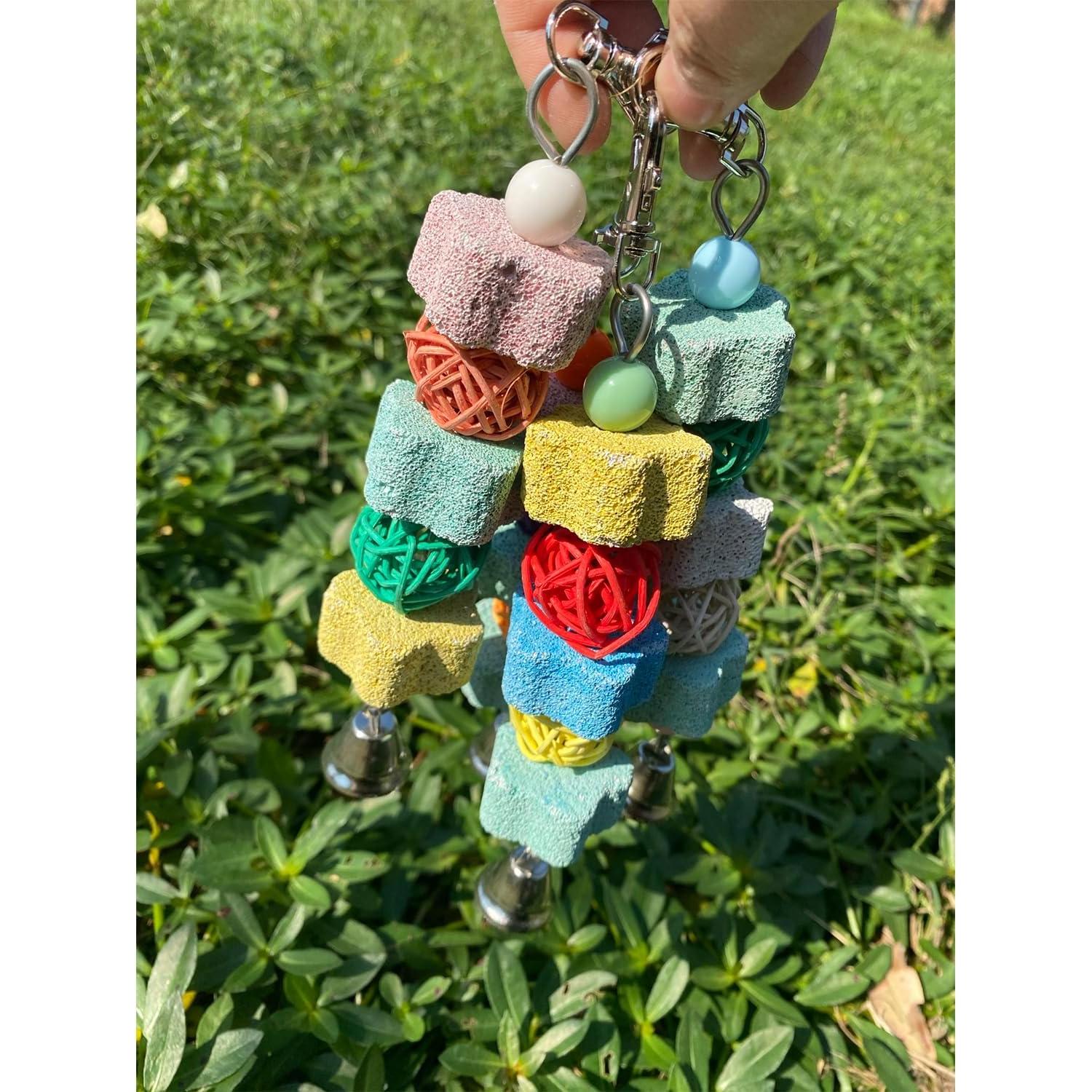 Paquete de 2 Juguetes para Aves GUANLANT - Bloques de Calcio y Campana