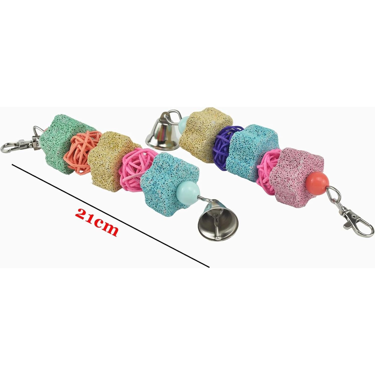 Paquete de 2 Juguetes para Aves GUANLANT - Bloques de Calcio y Campana