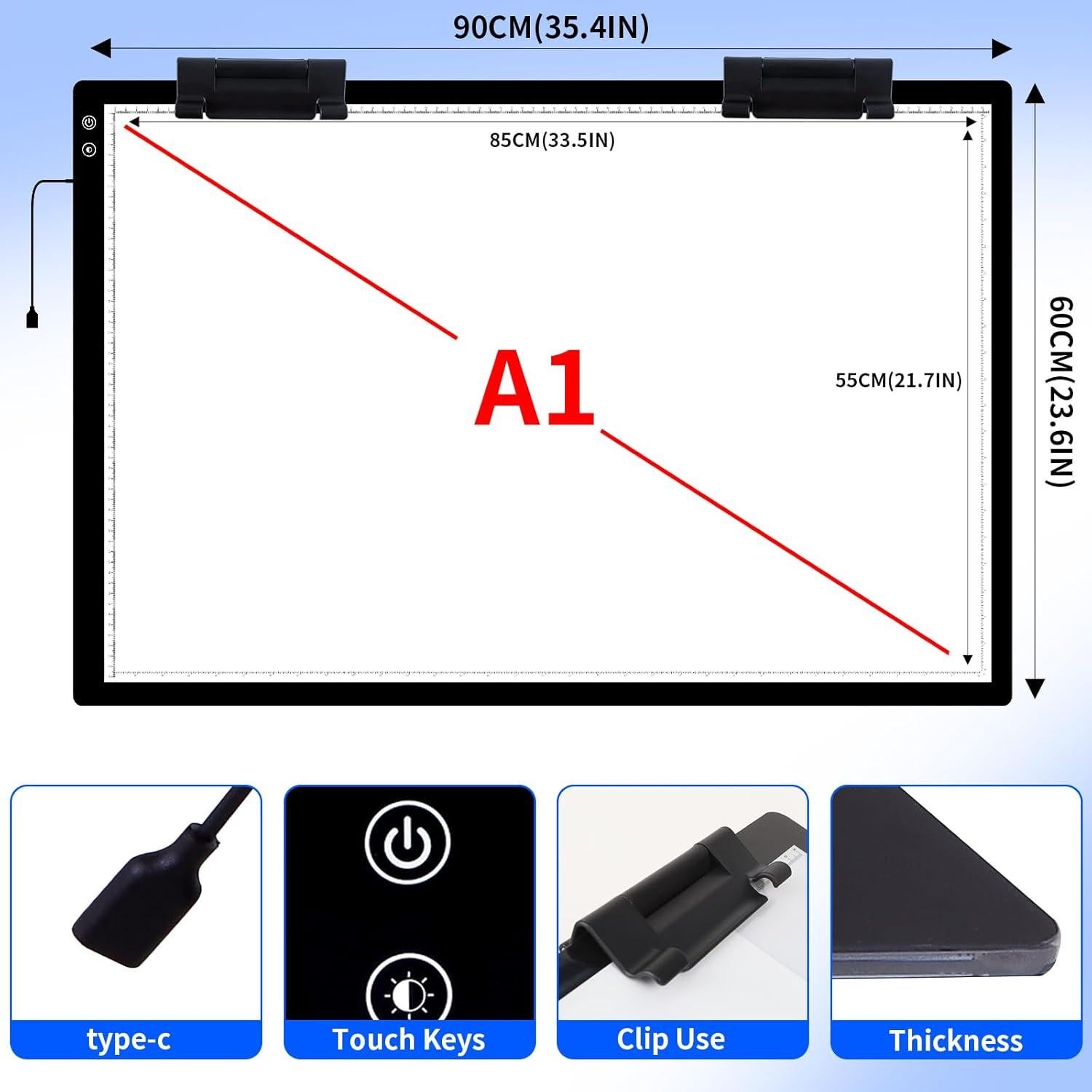 Mesa de Luz LED LUXJOYFUL A1 Recargable 6000mAh 90x60cm